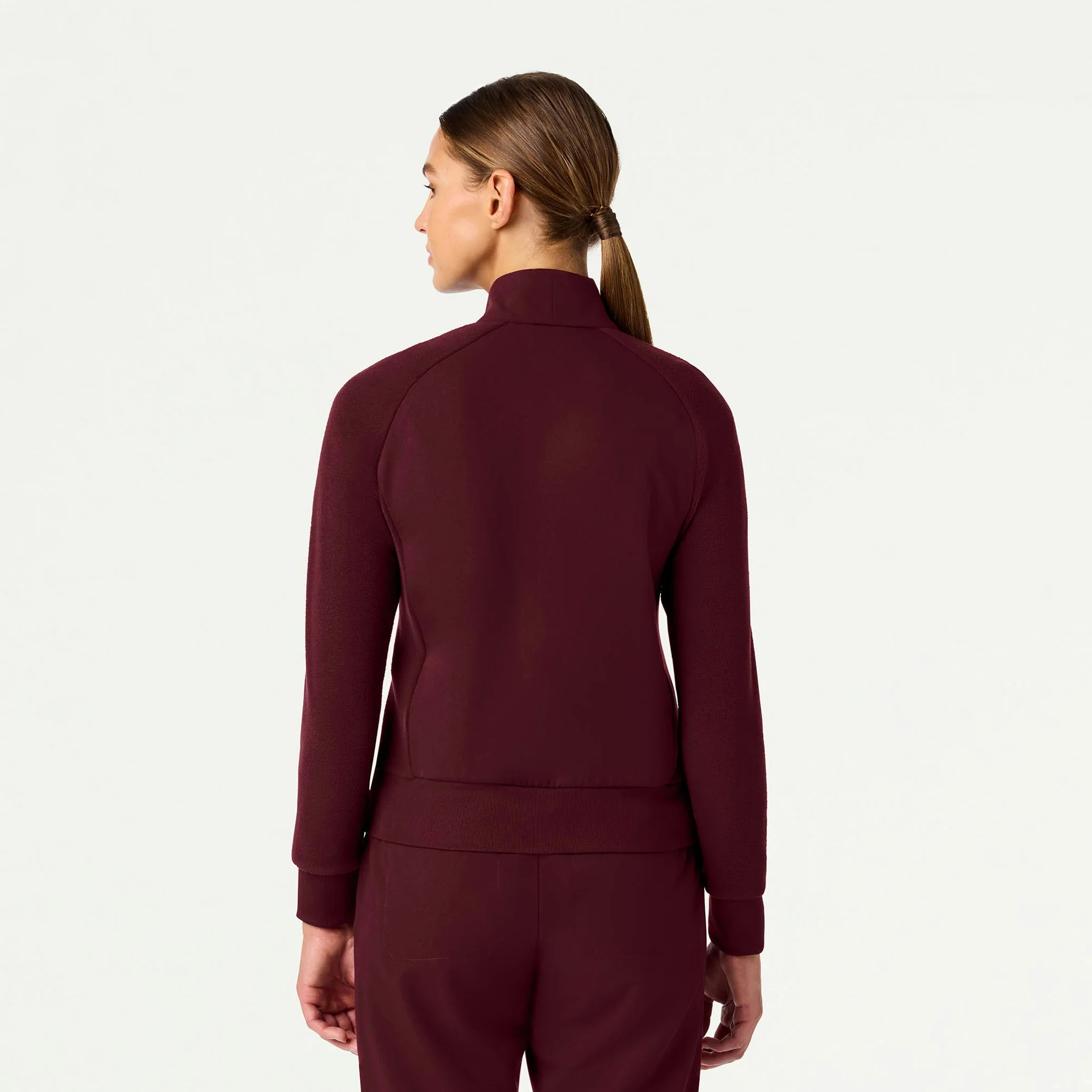 Cloud Hybrid Fleece Bomber Jacket - Burgundy - Image 4