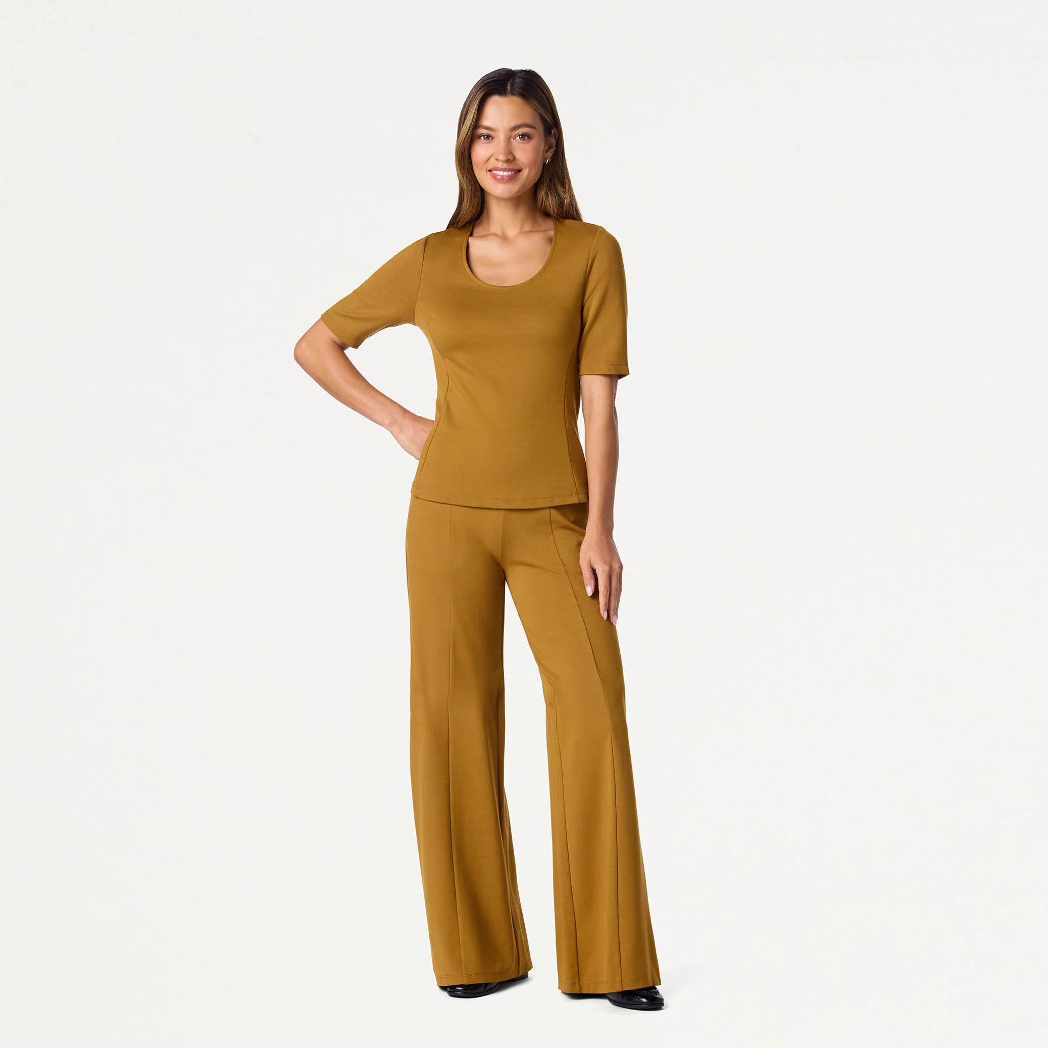 Cora U-Neck UltraSOFT™ Scrub Top - Cider - Image 3
