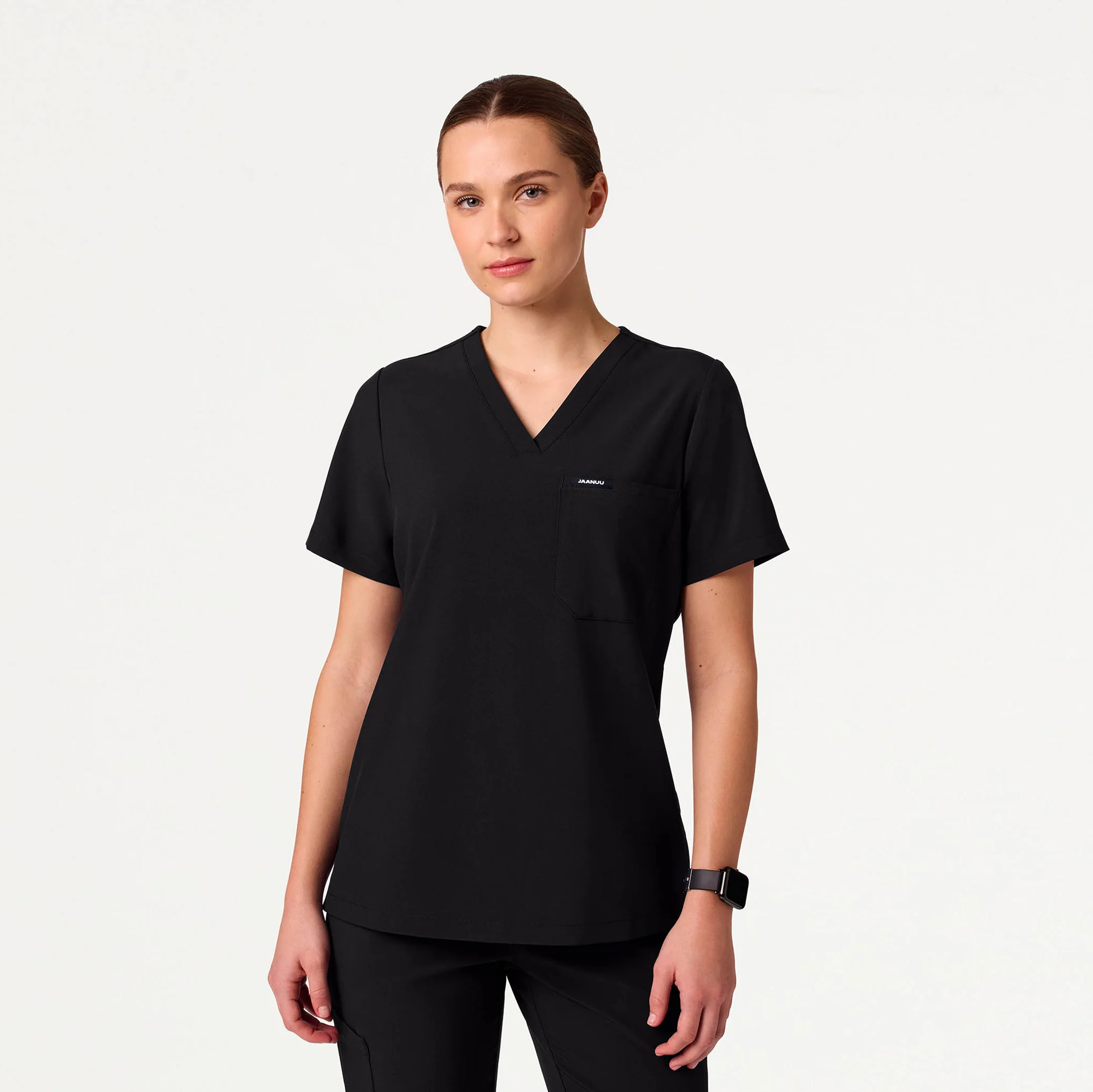 Harlow Slim 1-Pocket Scrub Top - Black