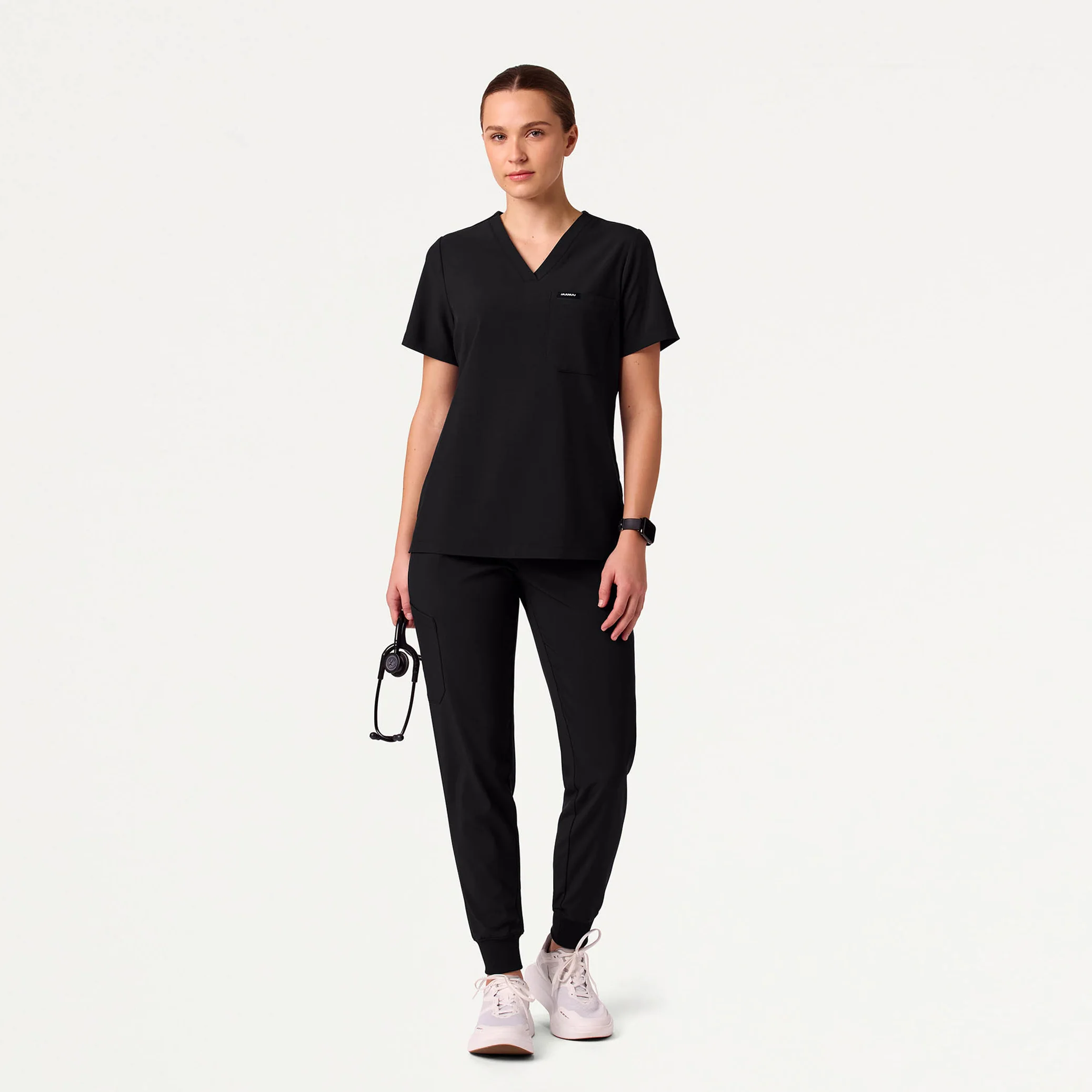 Harlow Slim 1-Pocket Scrub Top - Black - Image 2