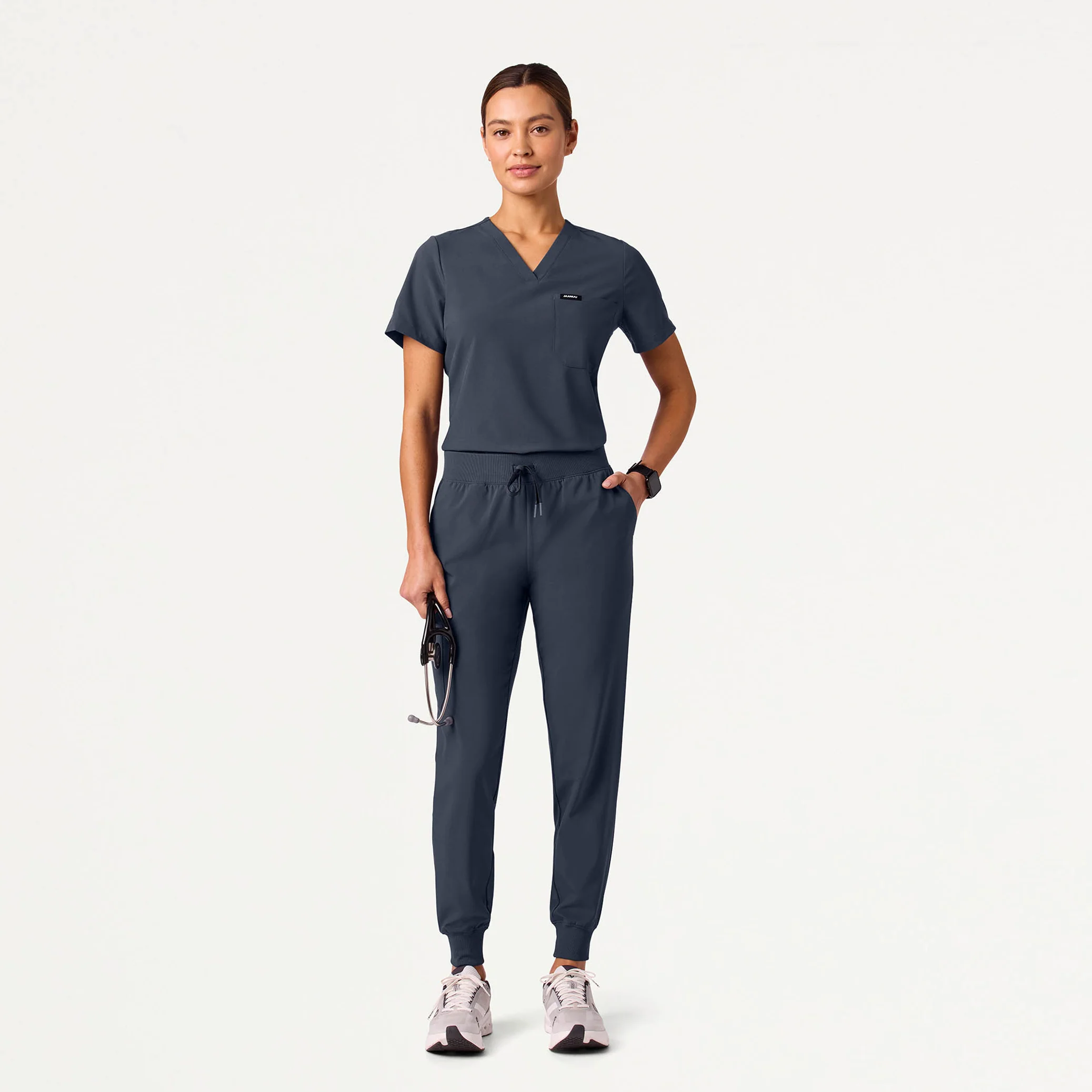 Harlow Slim 1-Pocket Scrub Top - Carbon Gray - Image 2
