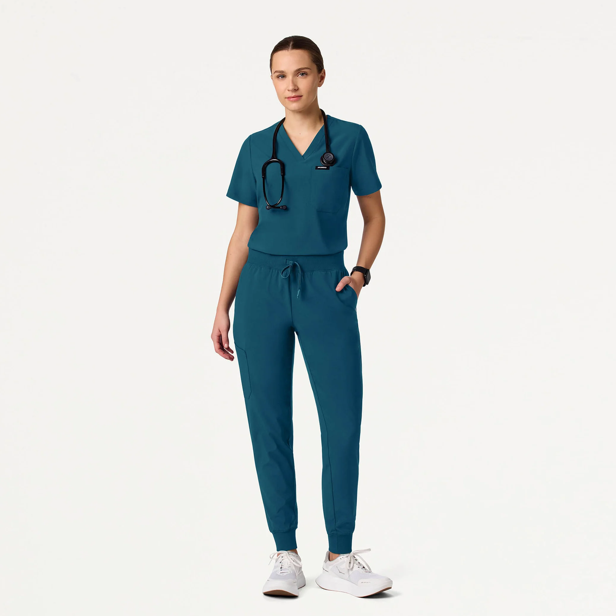 Harlow Slim 1-Pocket Scrub Top - Caribbean Blue - Image 2