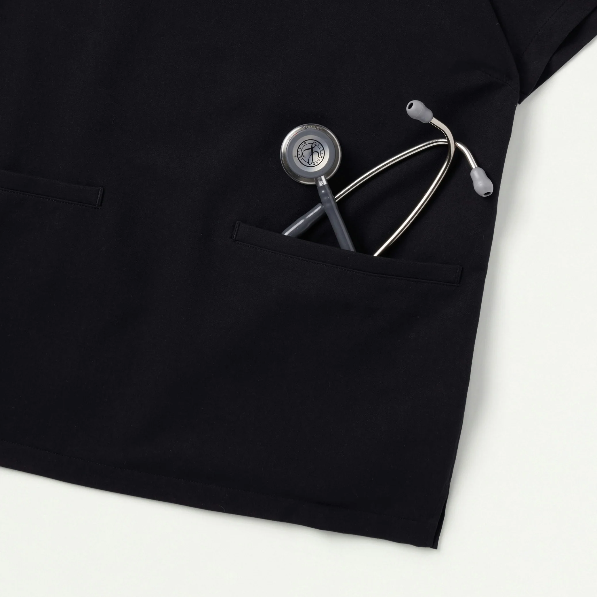 Helia Notched V-Neck Scrub Top - Black - Image 9