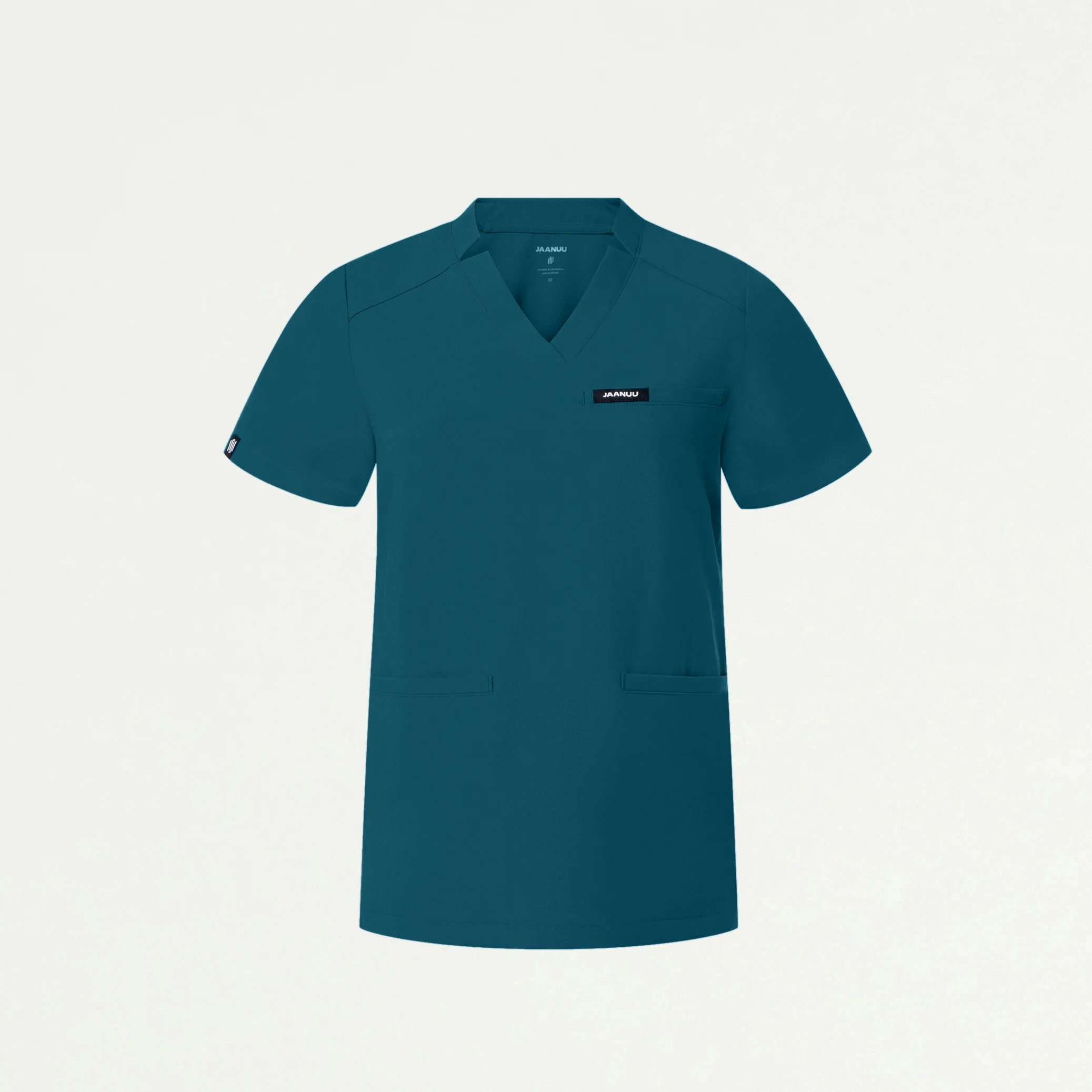 Helia Notched V-Neck Scrub Top - Caribbean Blue - Image 2