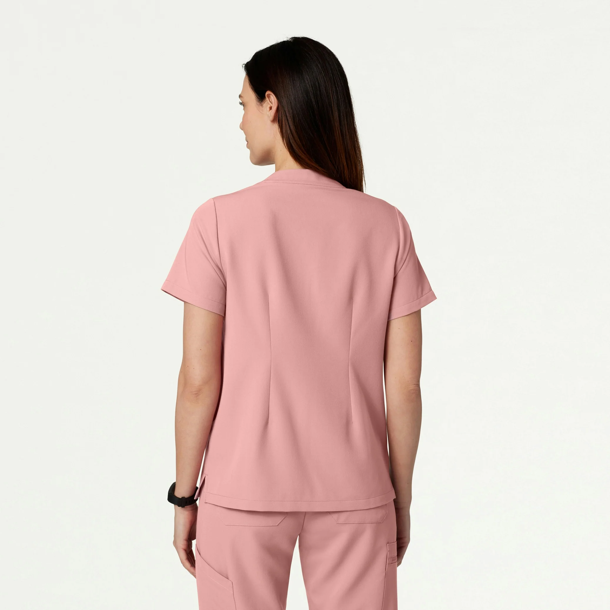 Helia Notched V-Neck Scrub Top - Mauve - Image 3