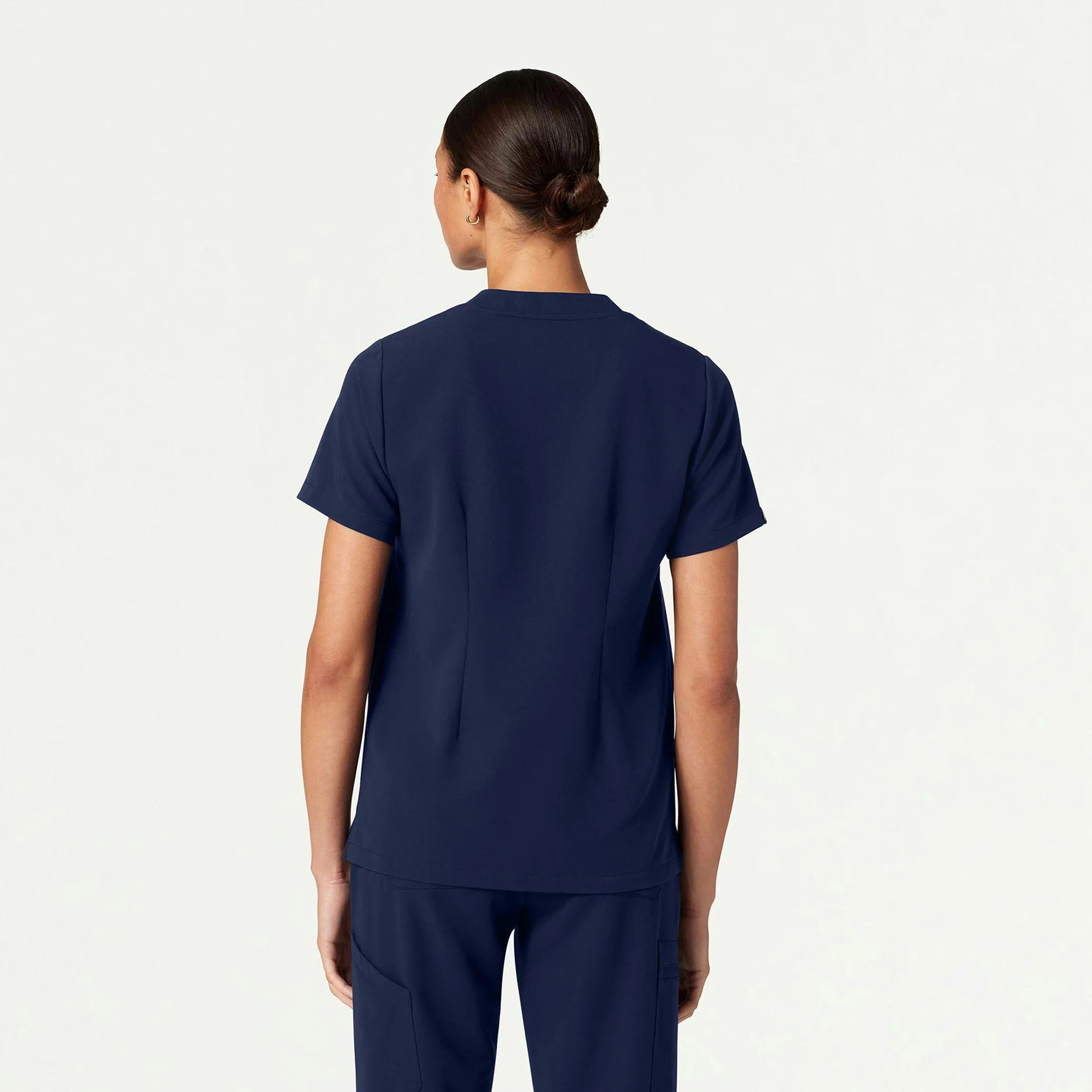 Helia Notched V-Neck Scrub Top - Midnight Navy - Image 3