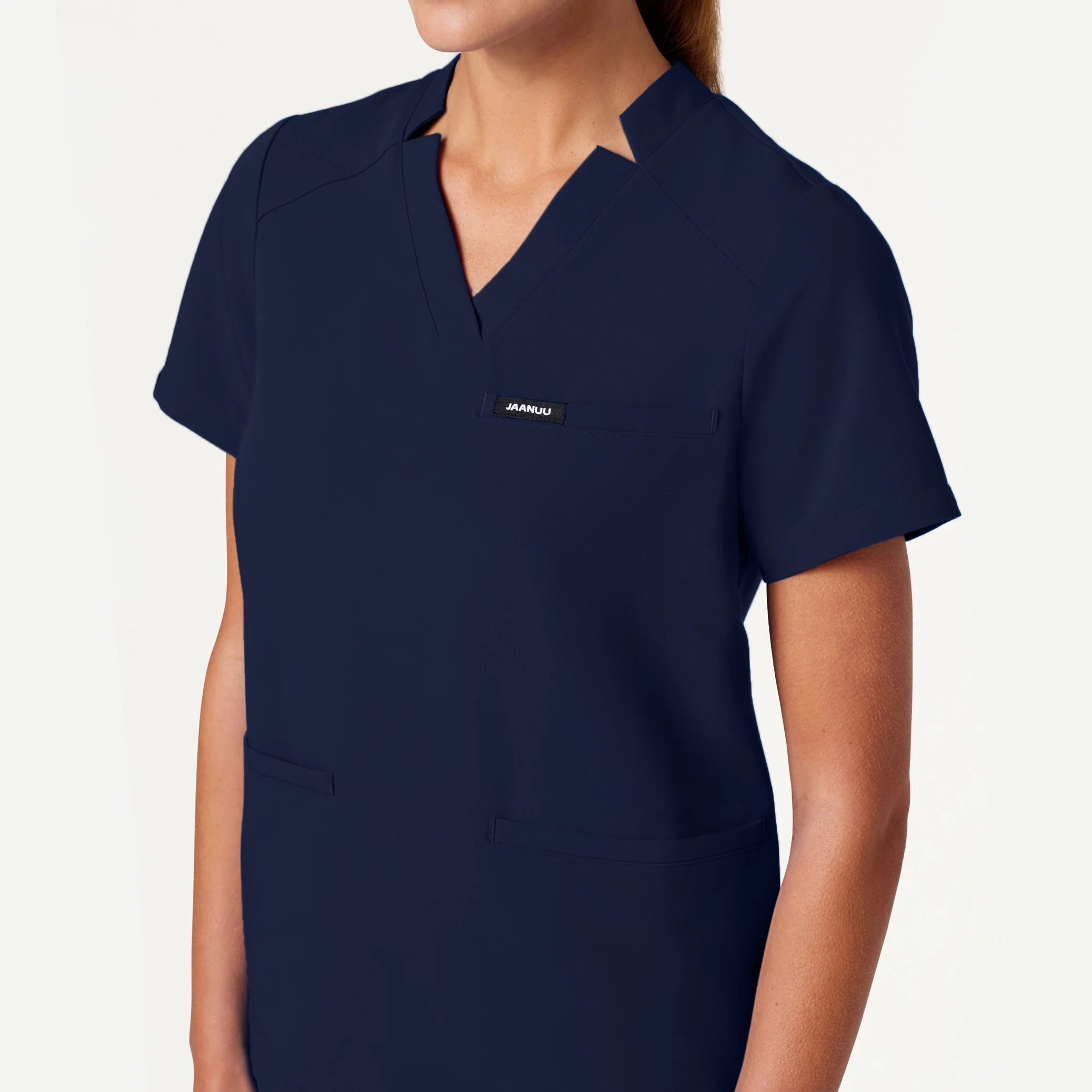 Helia Notched V-Neck Scrub Top - Midnight Navy - Image 4
