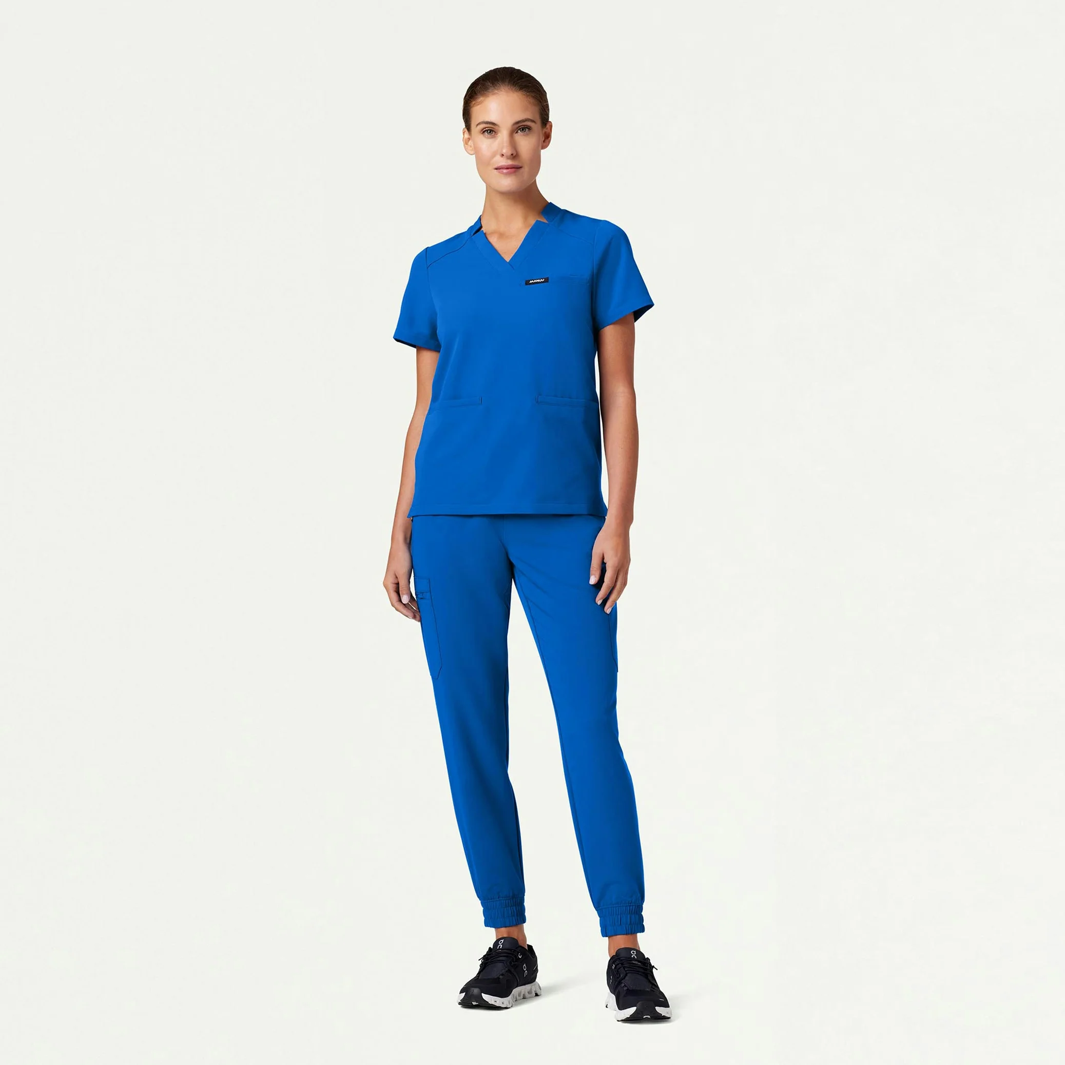 Helia Notched V-Neck Scrub Top - Royal Blue - Image 2