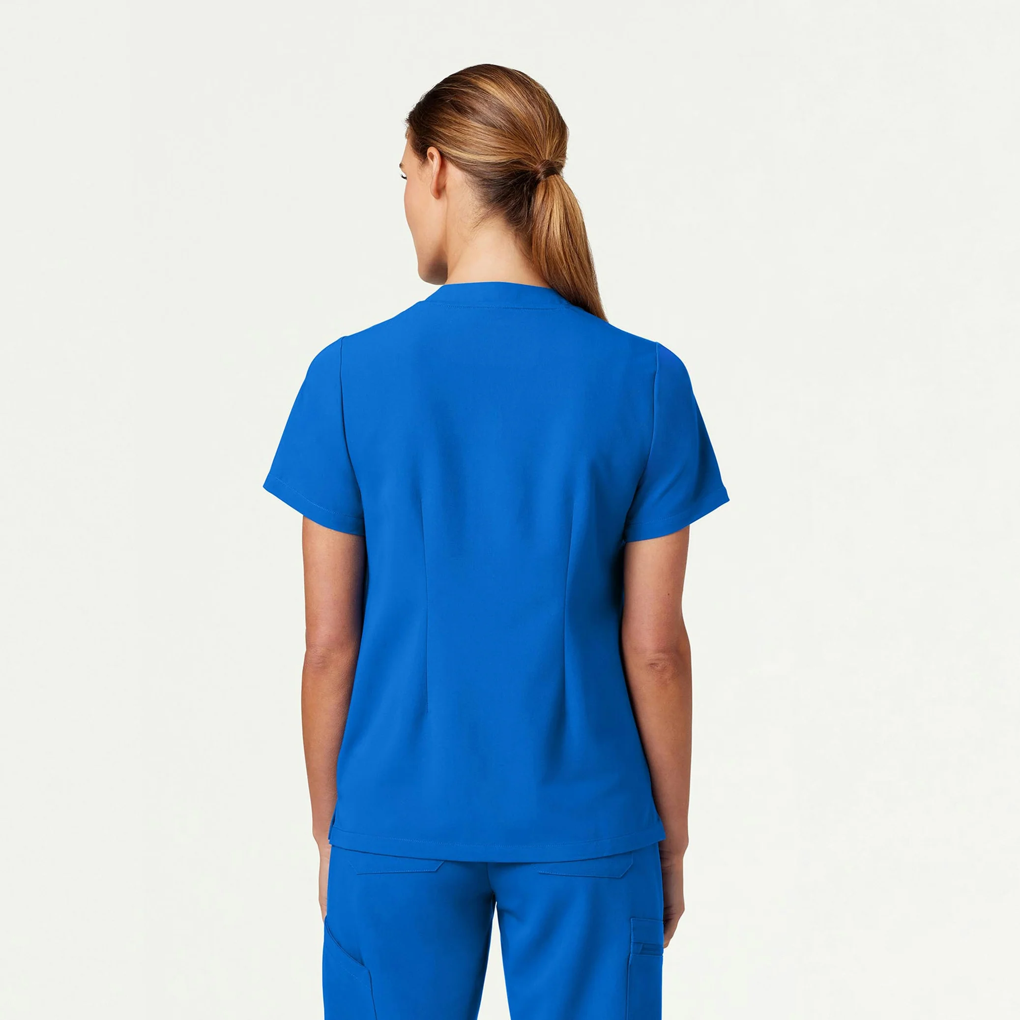 Helia Notched V-Neck Scrub Top - Royal Blue - Image 3