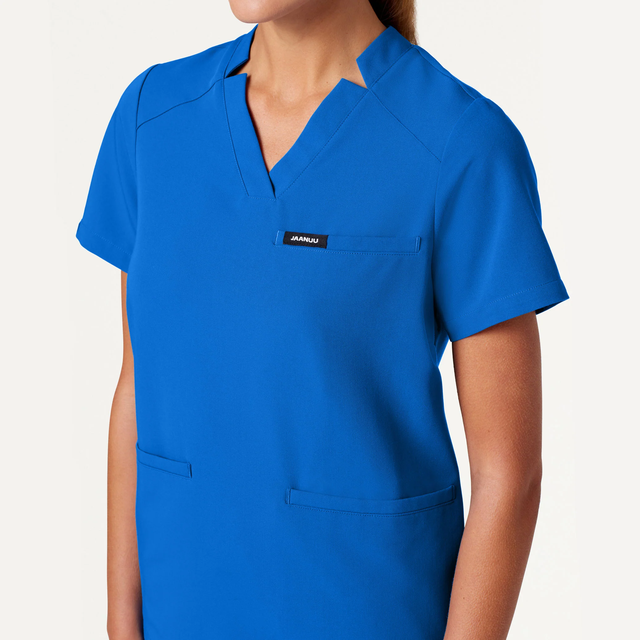 Helia Notched V-Neck Scrub Top - Royal Blue - Image 4