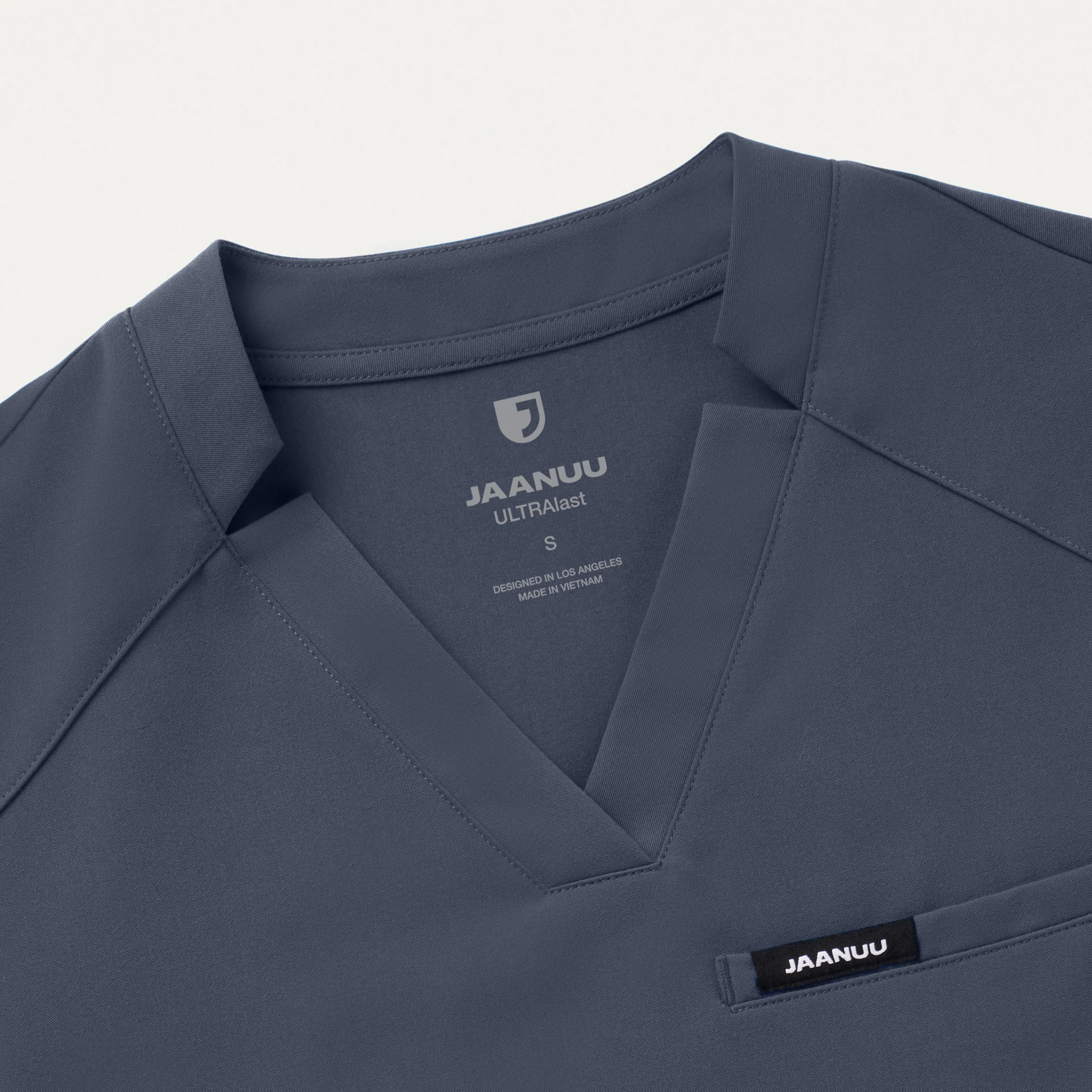 Helia Slim Notched V-Neck Scrub Top - Carbon Gray - Image 6