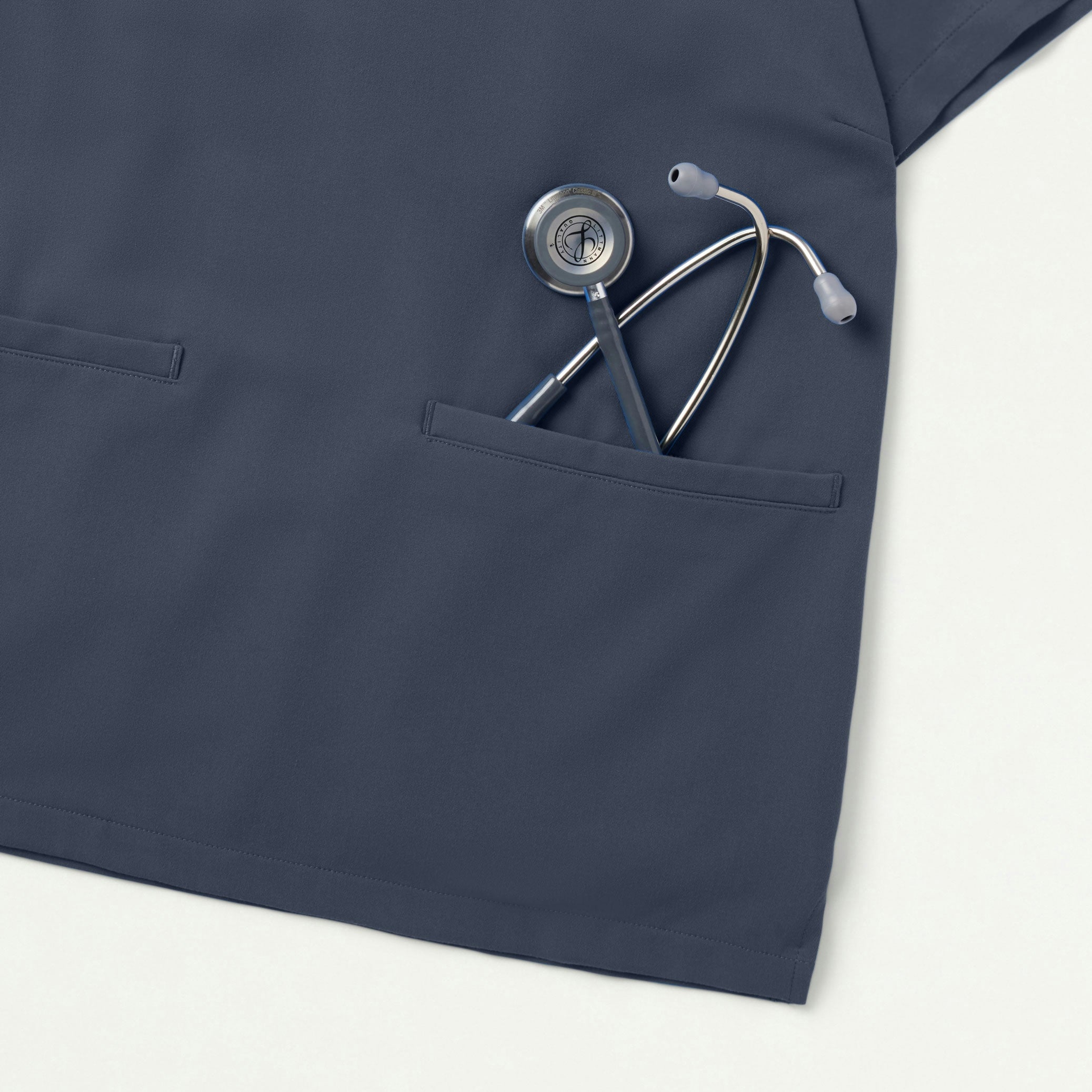 Helia Slim Notched V-Neck Scrub Top - Carbon Gray - Image 7