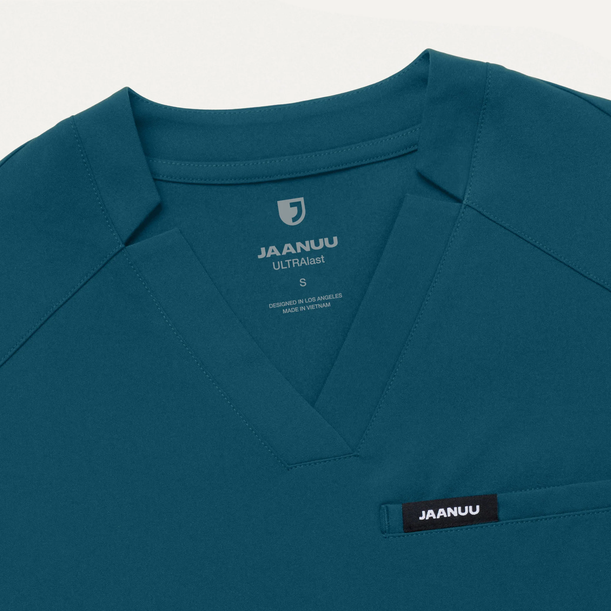 Helia Slim Notched V-Neck Scrub Top - Caribbean Blue - Image 6