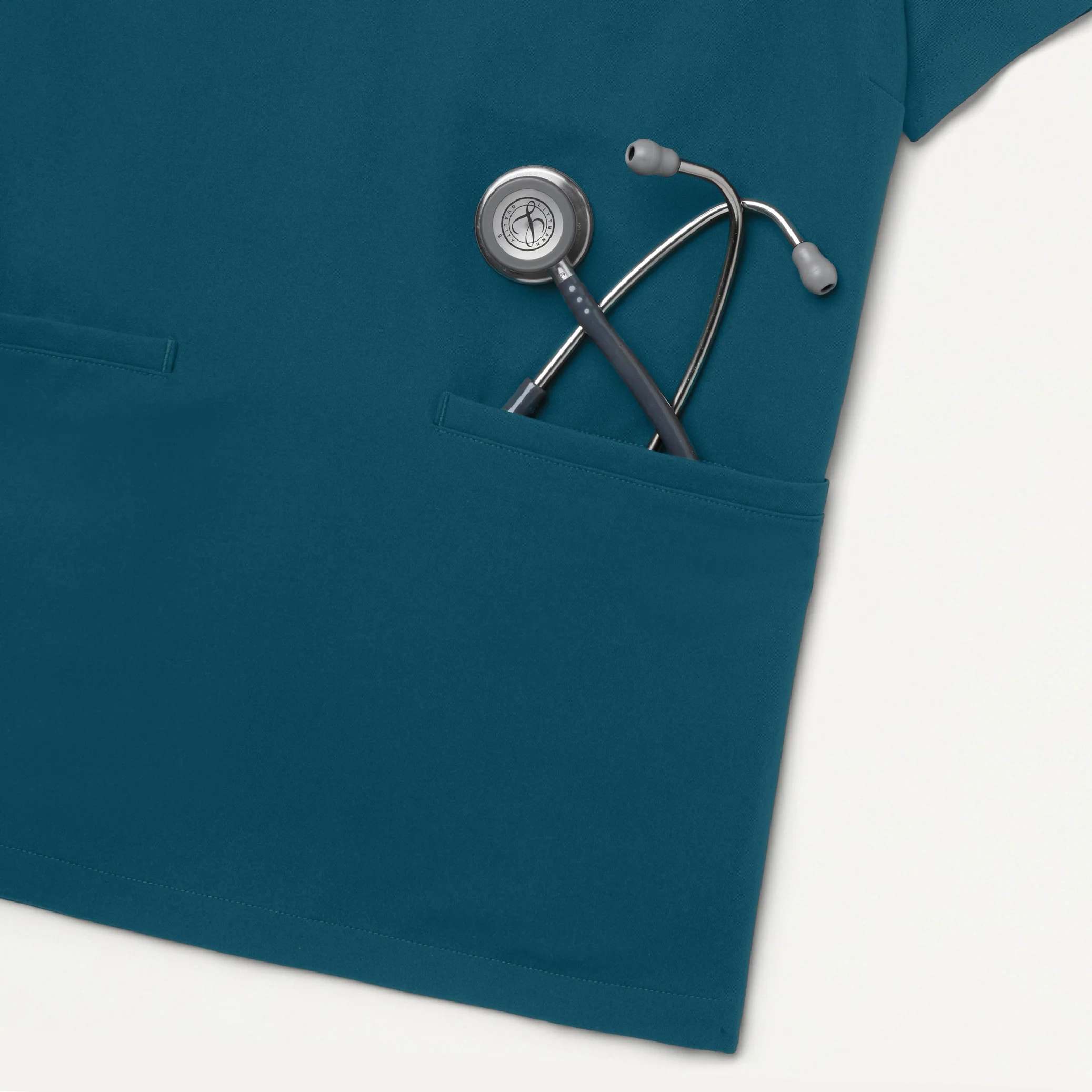 Helia Slim Notched V-Neck Scrub Top - Caribbean Blue - Image 7