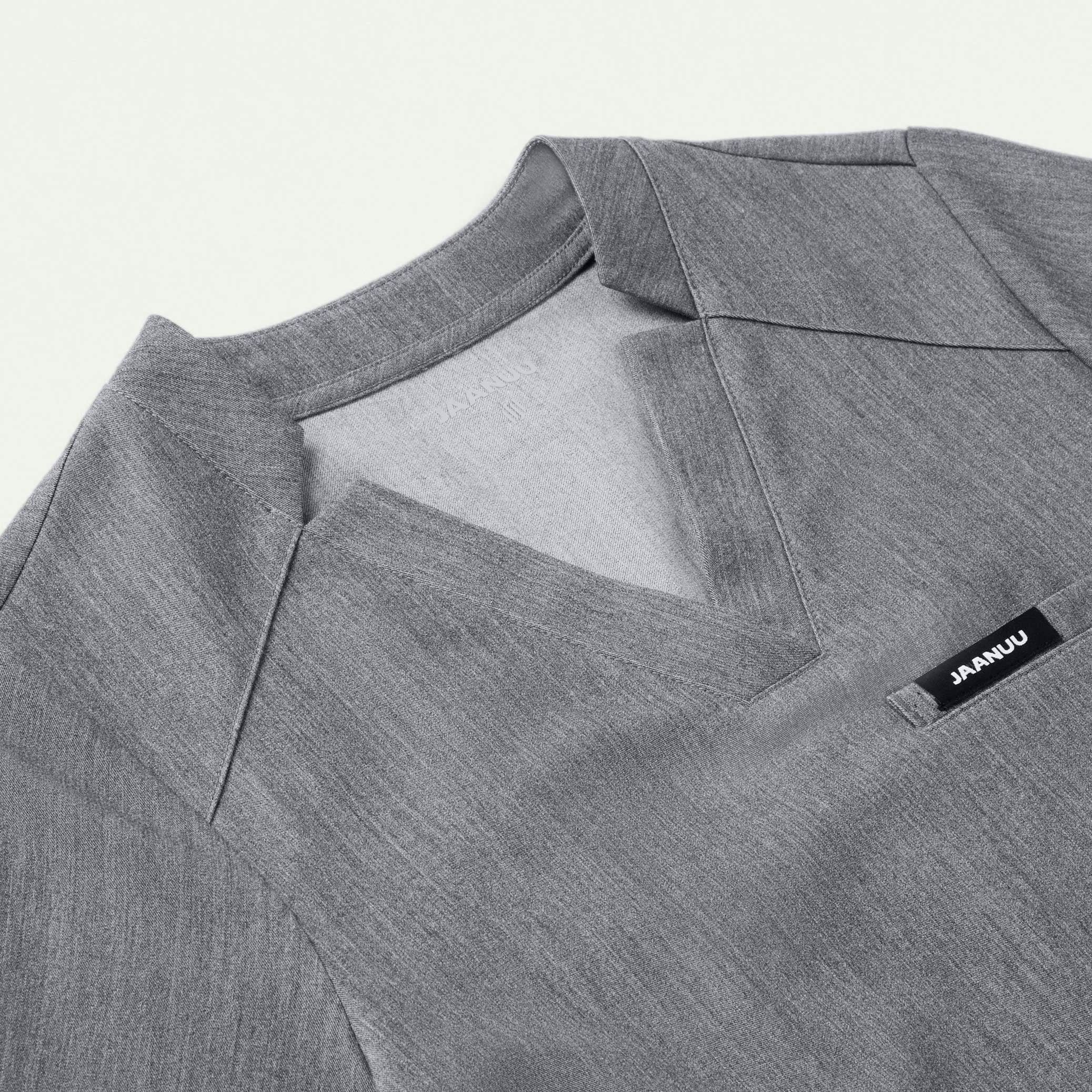 Helia Slim Notched V-Neck Scrub Top - Heather Gray - Image 7