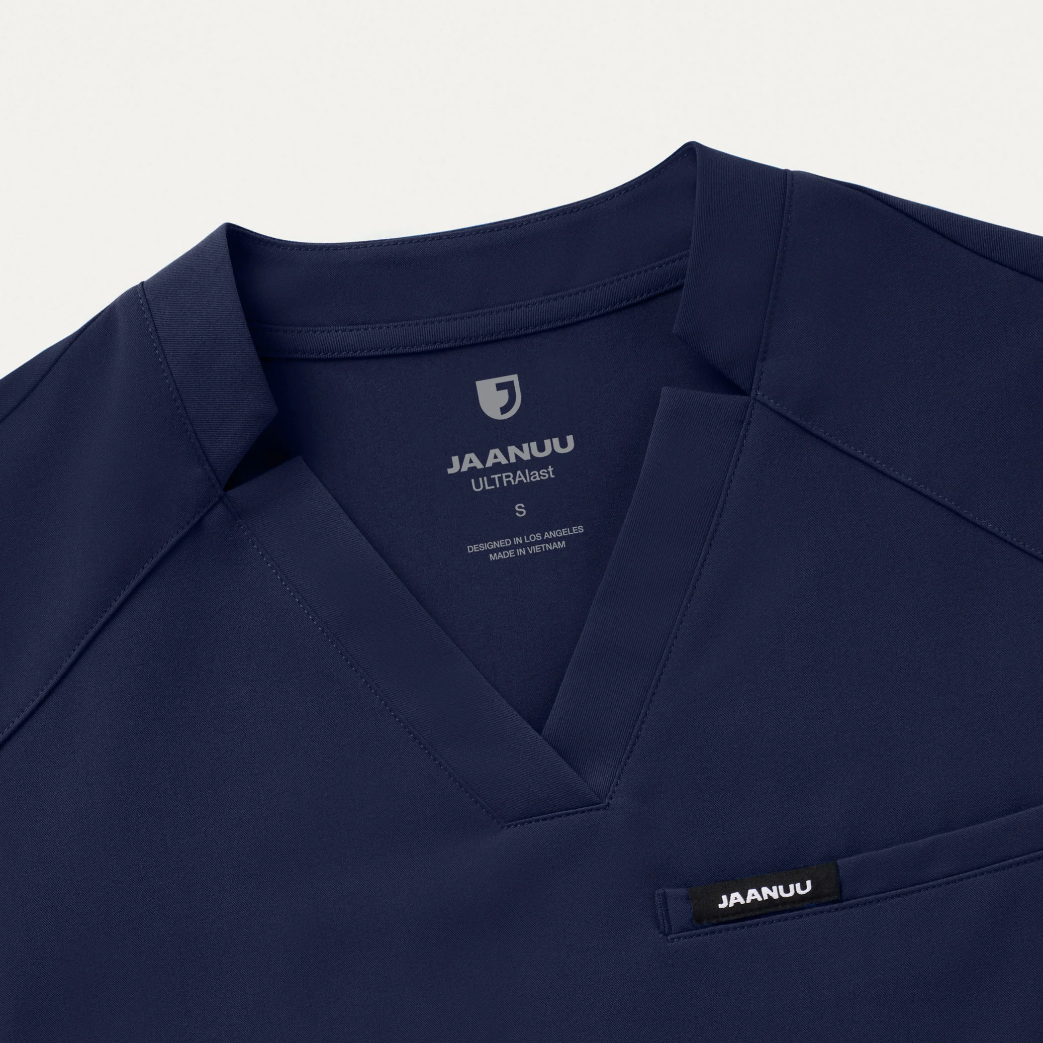 Helia Slim Tuck-In Notched V-Neck Scrub Top - Midnight Navy - Image 5