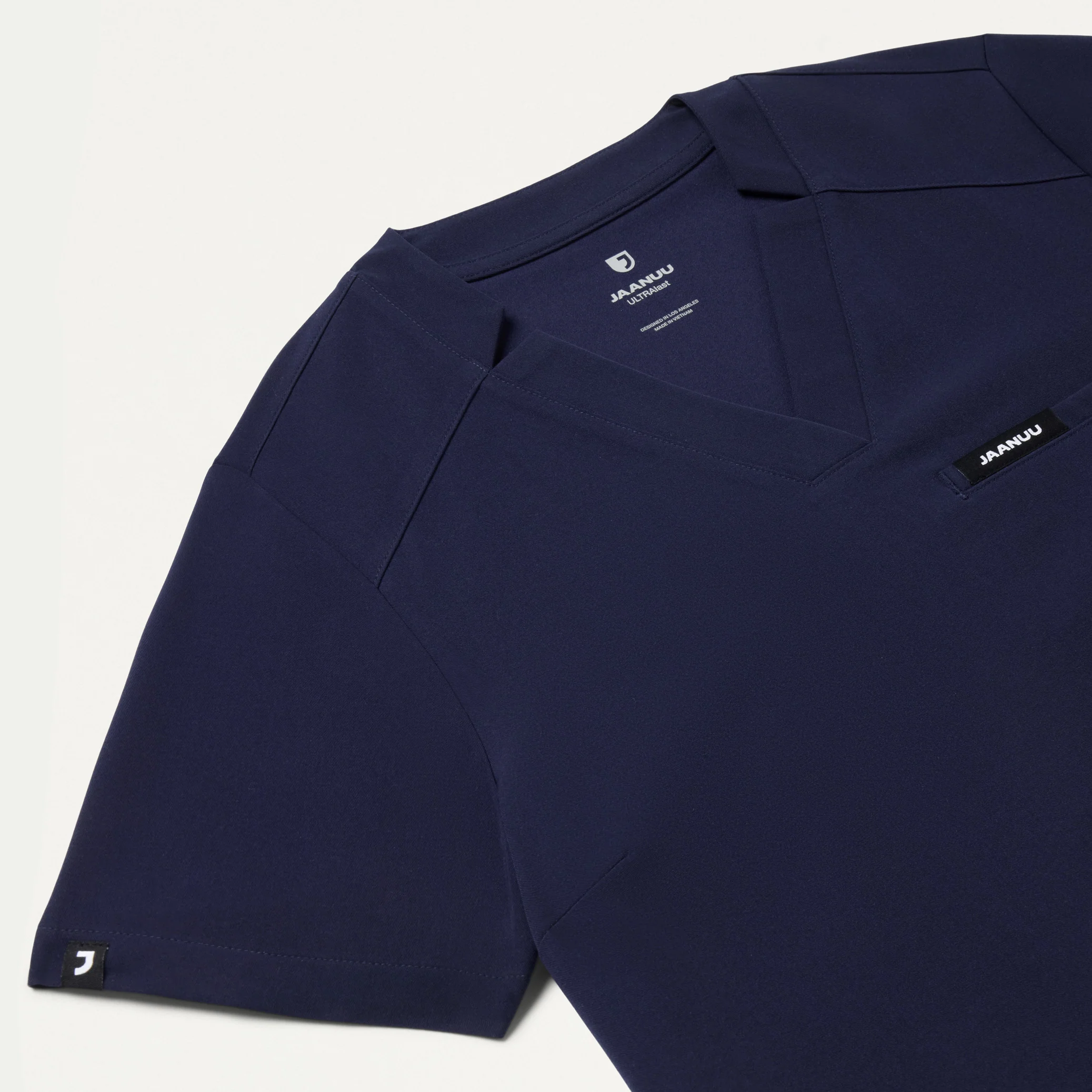 Helia Slim Tuck-In Notched V-Neck Scrub Top - Midnight Navy - Image 6