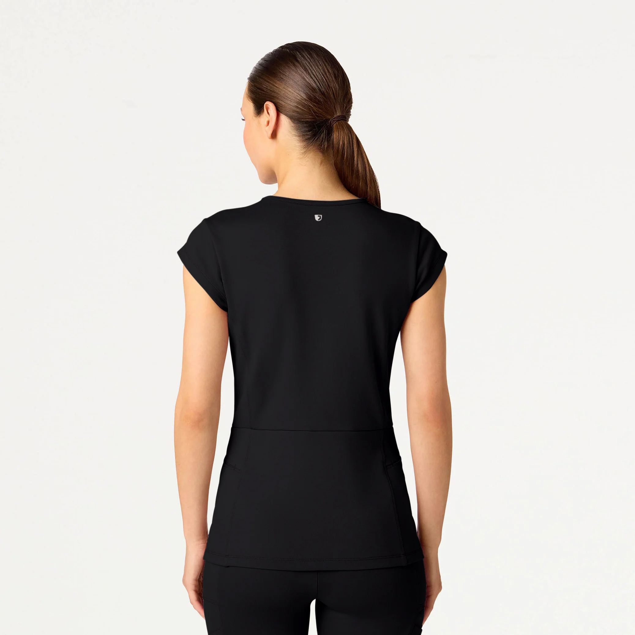 Isla Mock-Wrap UltraSOFT™ Scrub Top - Black - Image 3