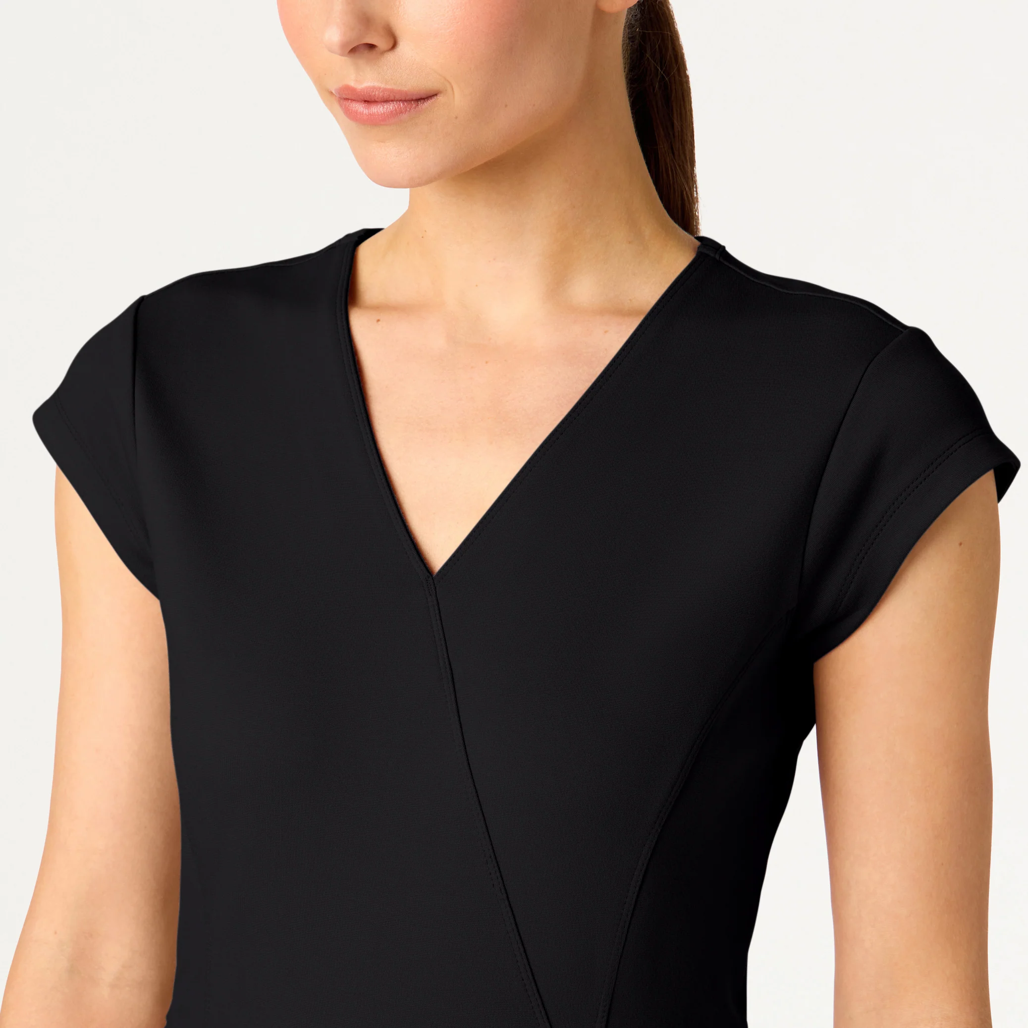 Isla Mock-Wrap UltraSOFT™ Scrub Top - Black - Image 4