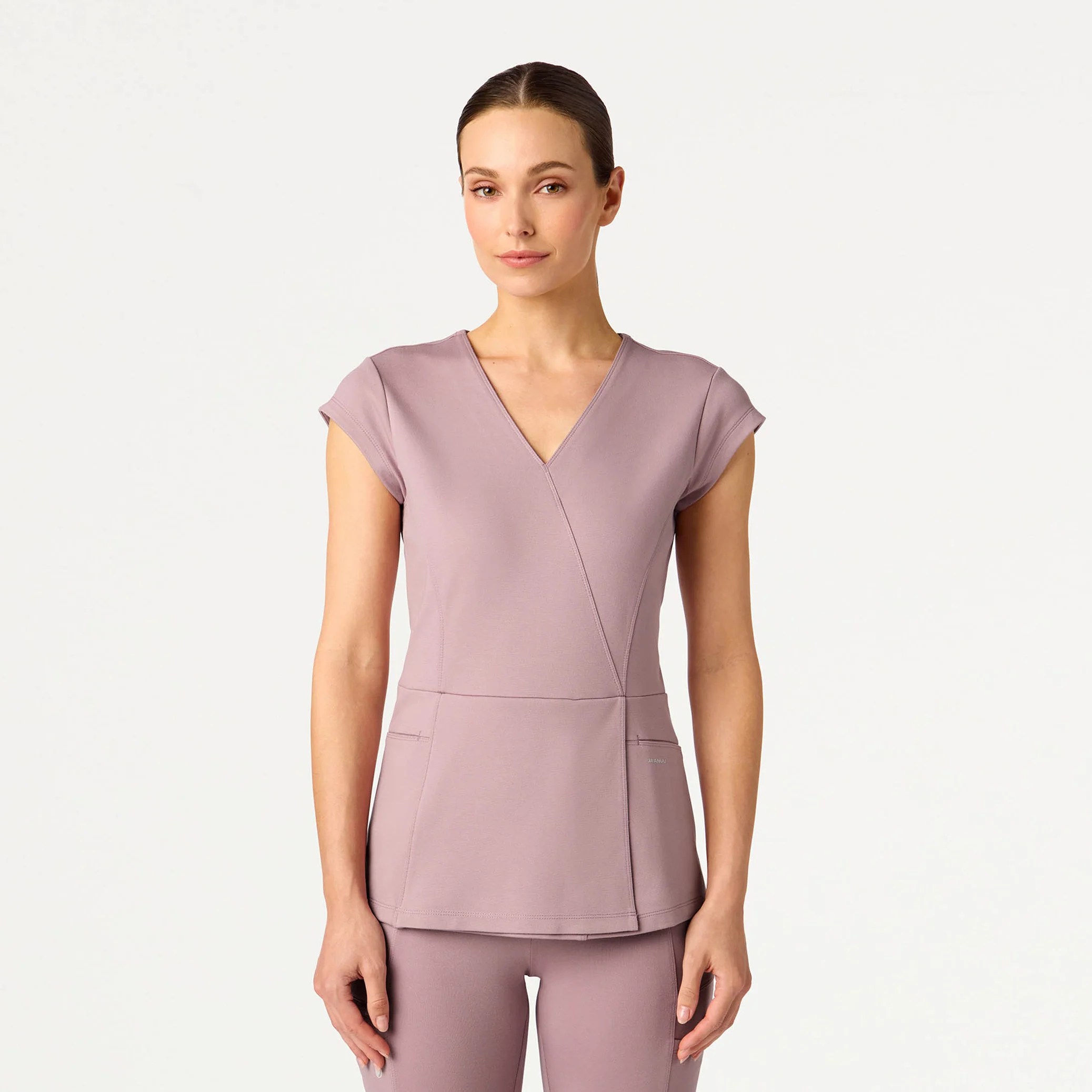 Isla Mock-Wrap UltraSOFT™ Scrub Top - Blossom