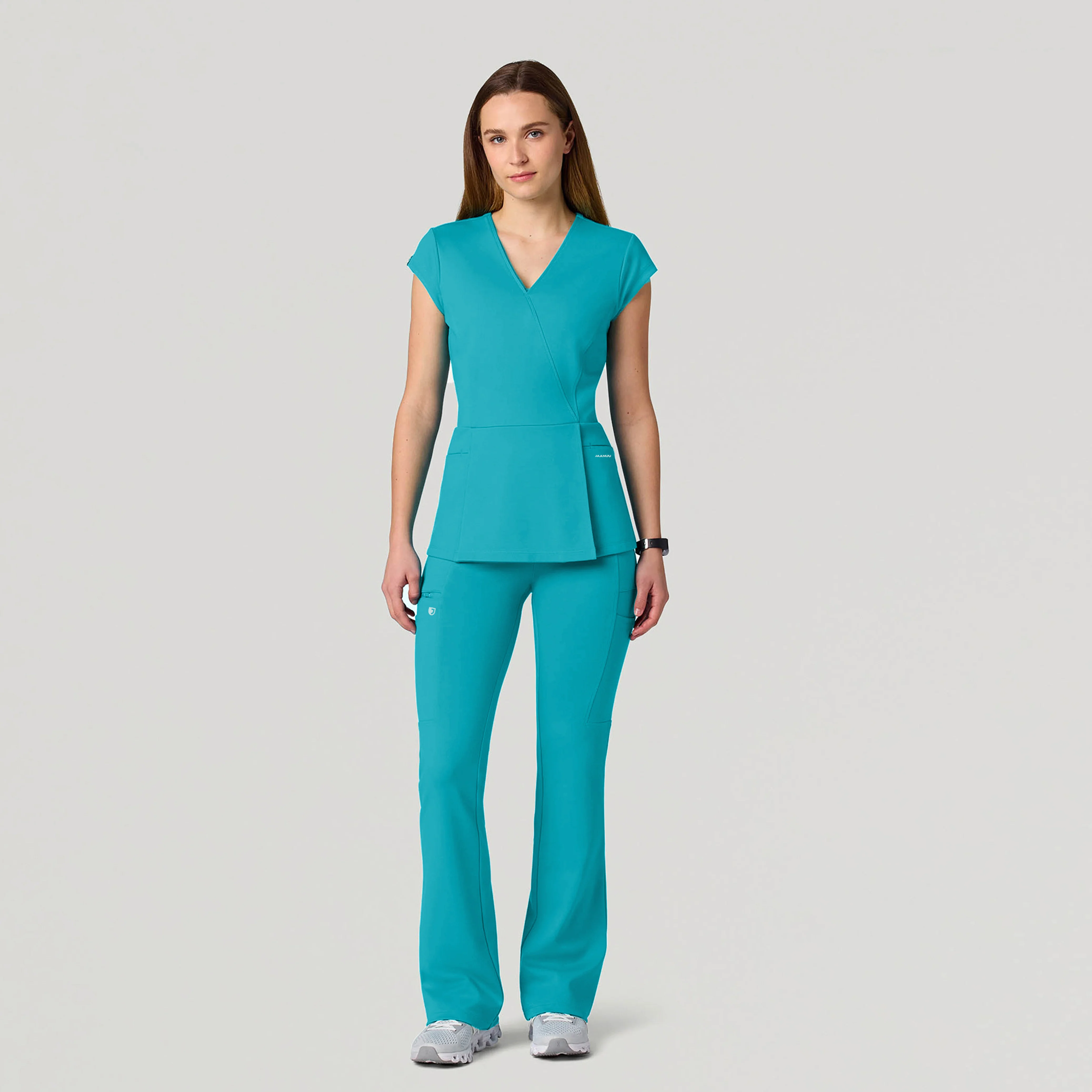 Isla Mock-Wrap UltraSOFT™ Scrub Top - Marina - Image 2