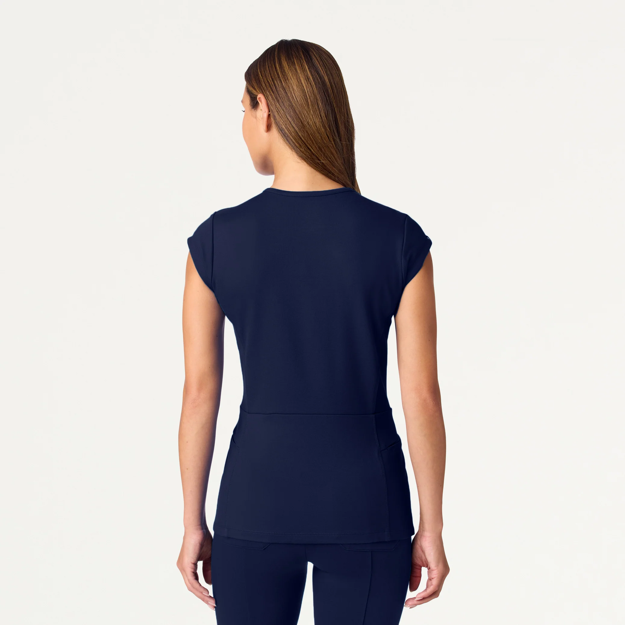 Isla Mock-Wrap UltraSOFT™ Scrub Top - Midnight Navy - Image 4