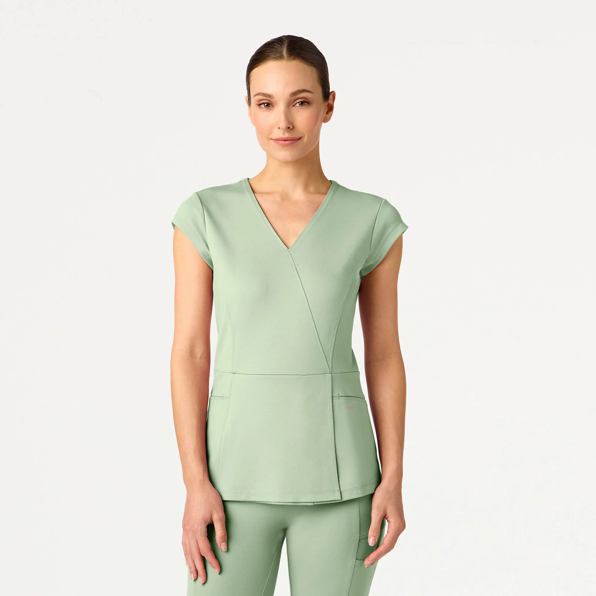 Isla Mock-Wrap UltraSOFT™ Scrub Top - Mint