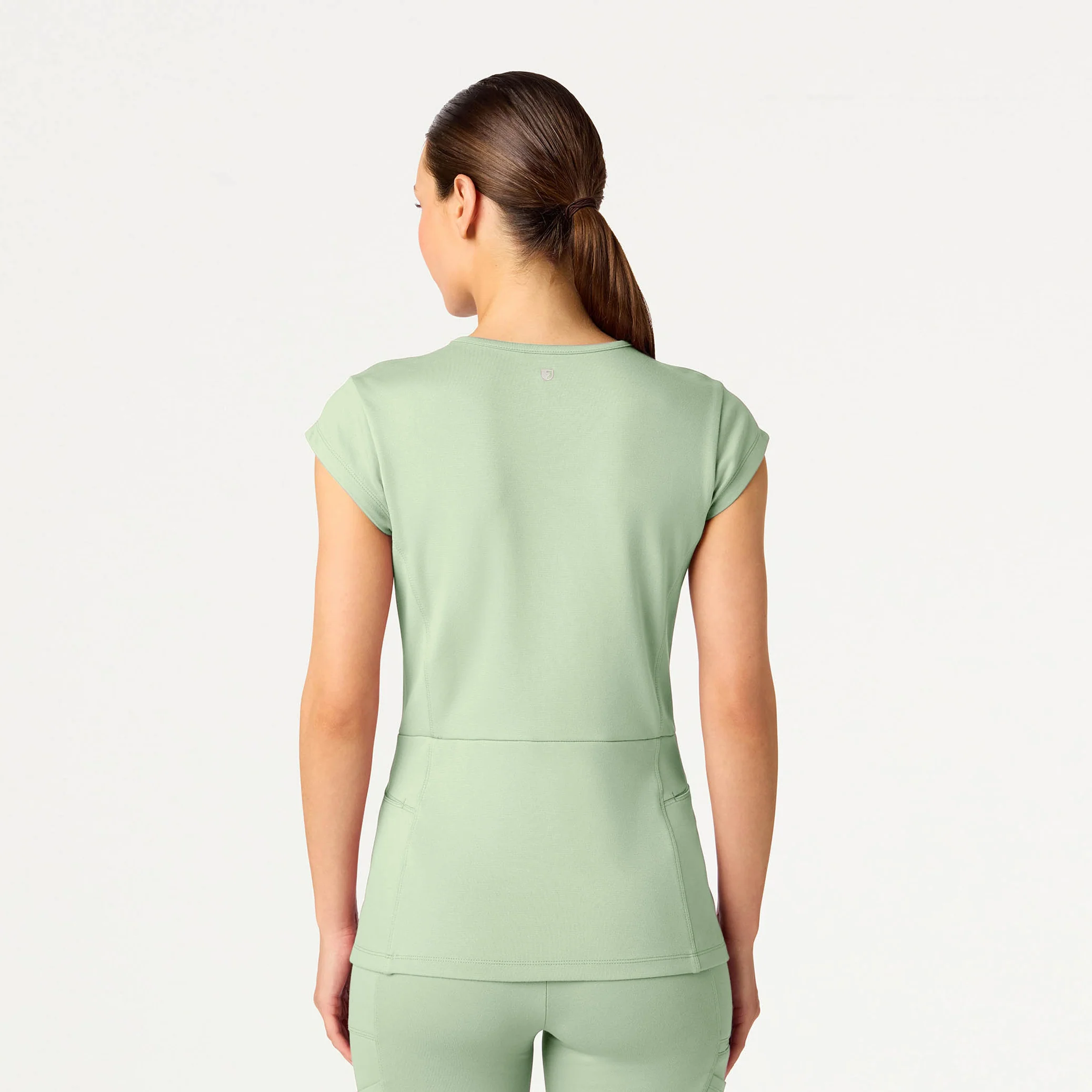 Isla Mock-Wrap UltraSOFT™ Scrub Top - Mint - Image 3