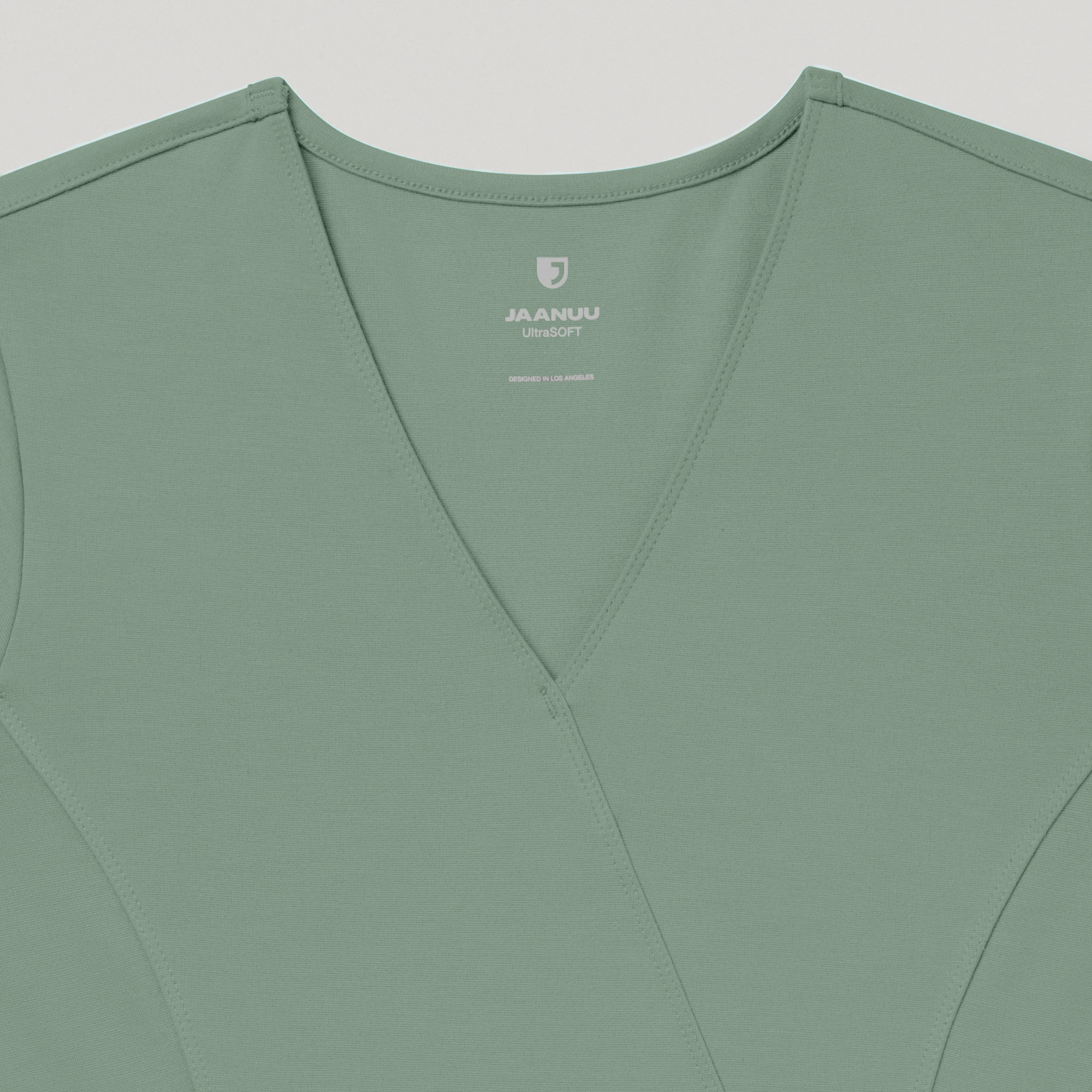 Isla Mock-Wrap UltraSOFT™ Scrub Top - Sage - Image 5