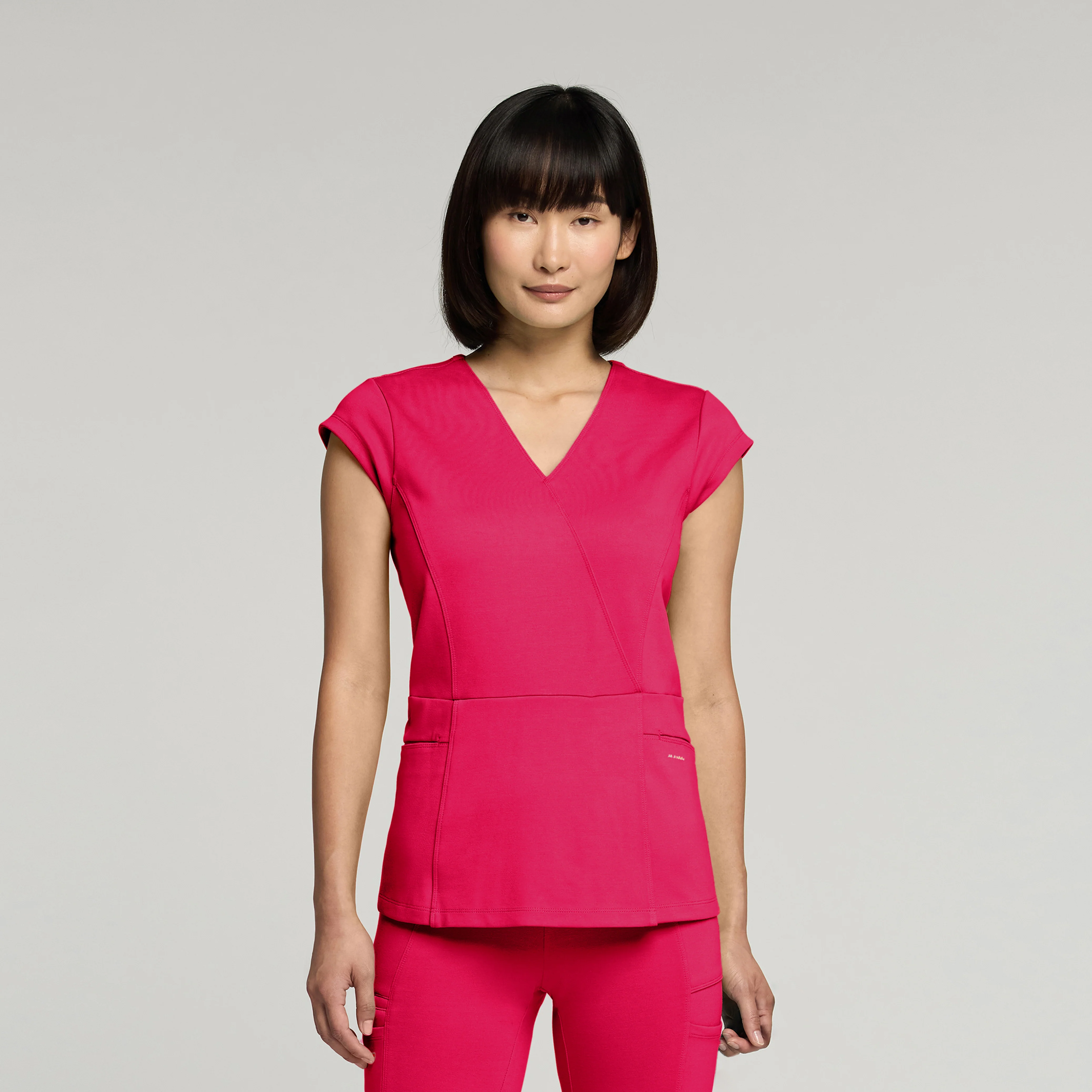 Isla Mock-Wrap UltraSOFT™ Scrub Top - Sangria