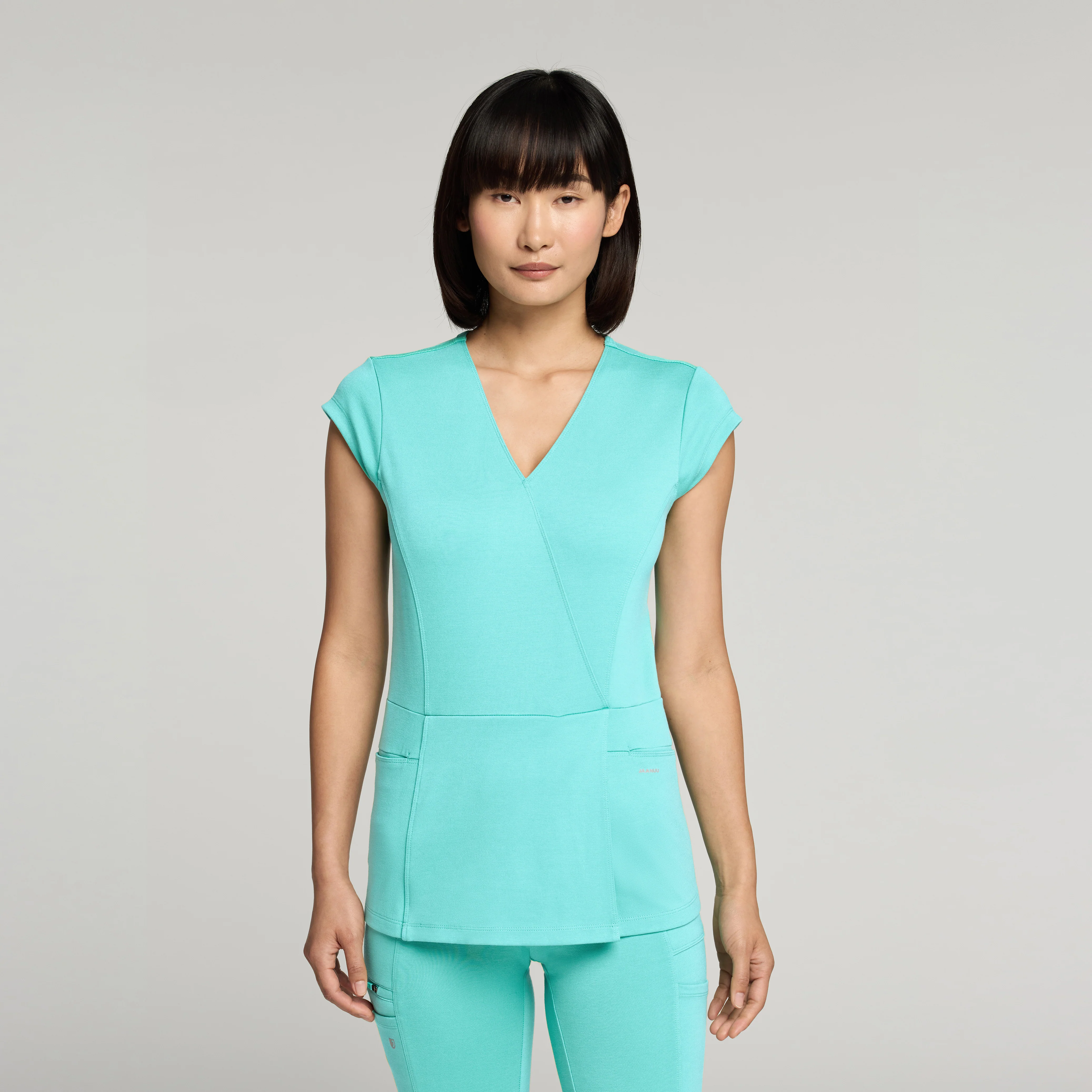 Isla Mock-Wrap UltraSOFT™ Scrub Top - Surf