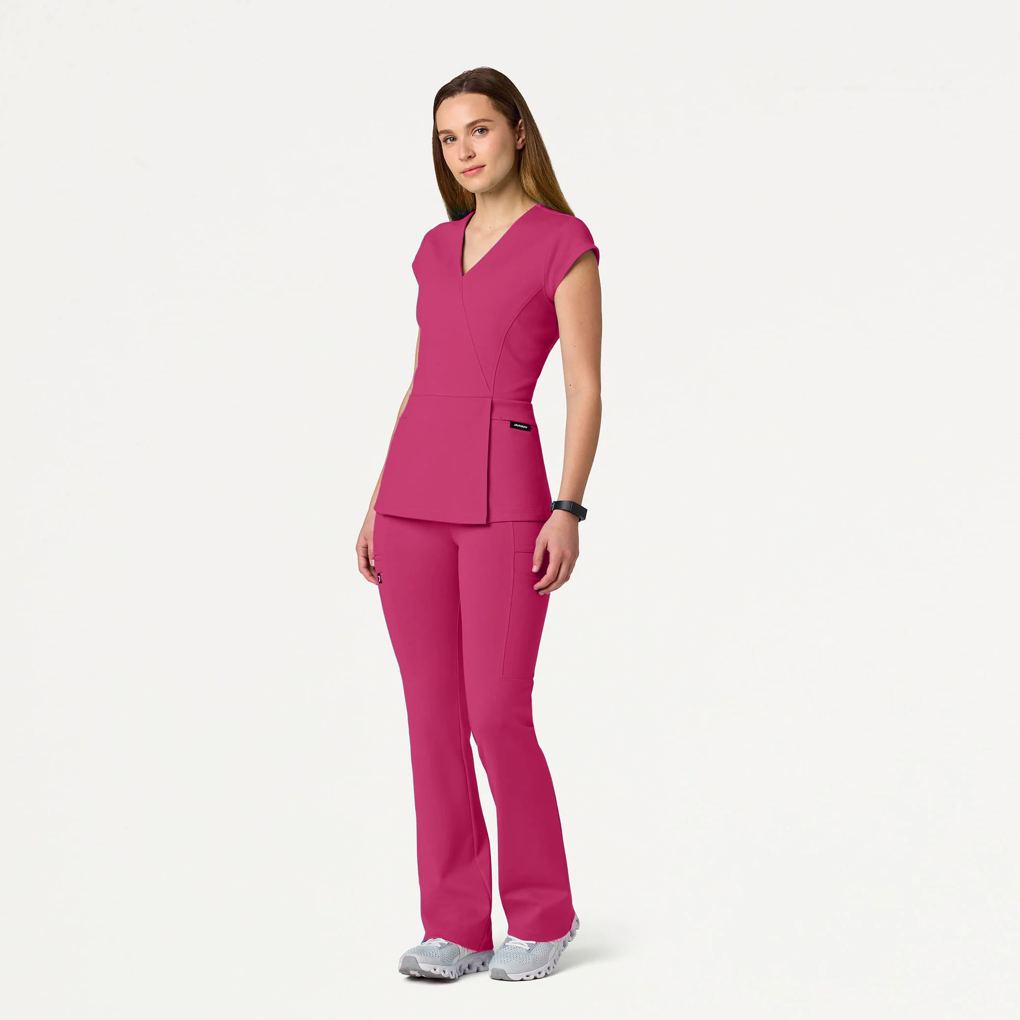 Isla Mock-Wrap UltraSOFT™ Scrub Top - Wild Berry - Image 2