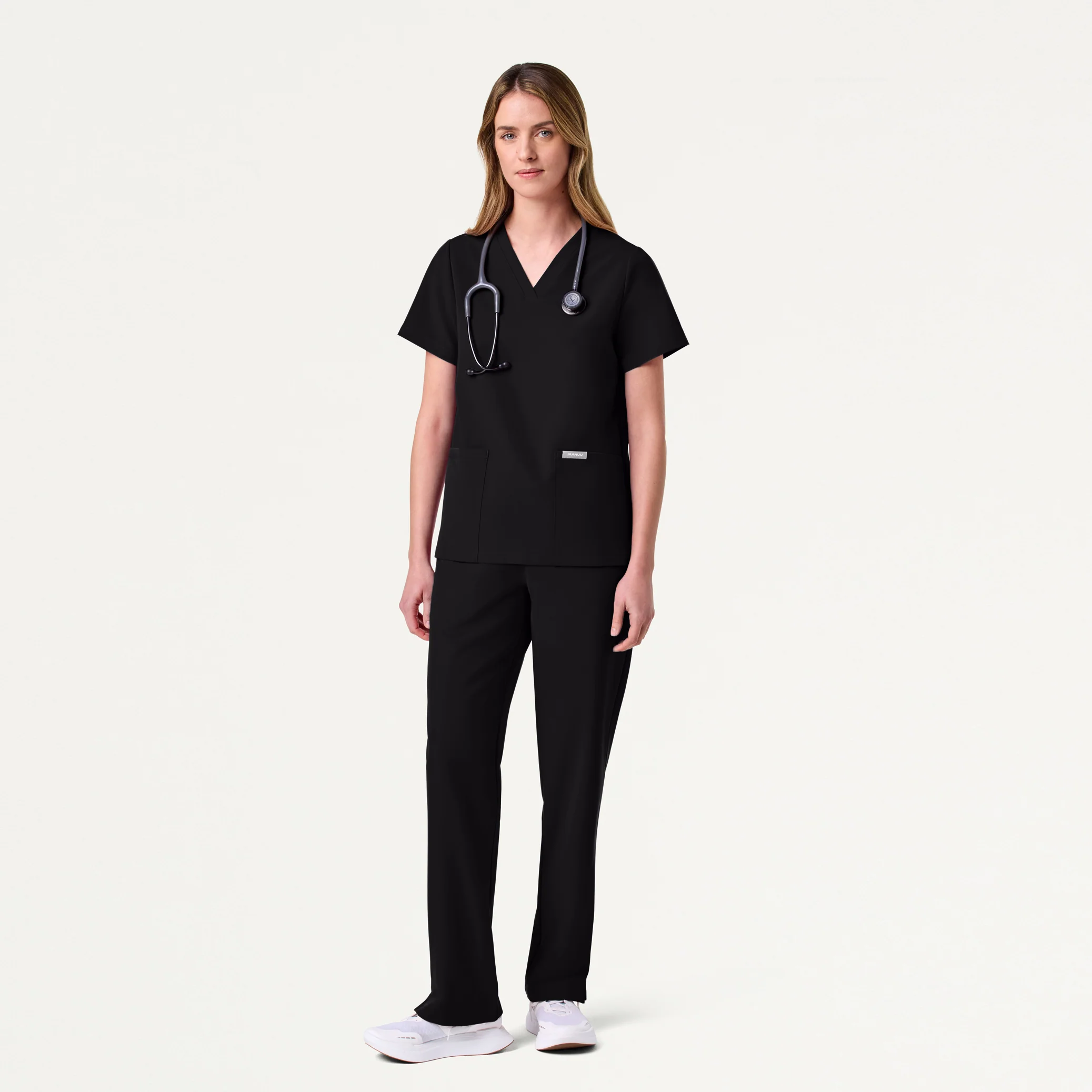 Jaanuu UltraLAST™ Essential Performance Women's 6-Pocket Scrub Set - Black