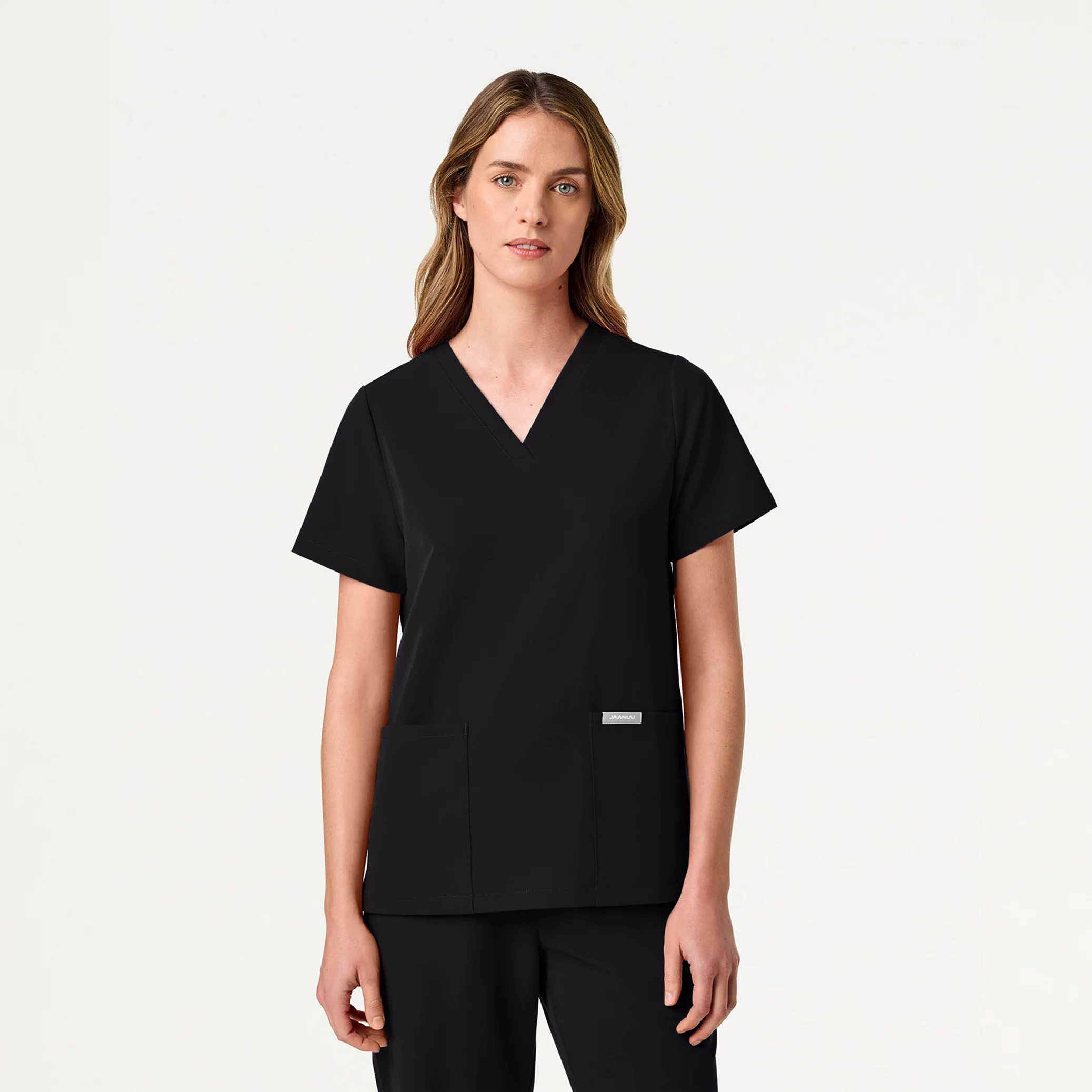 Jaanuu UltraLAST™ Essential Performance Women's 6-Pocket Scrub Set - Black - Image 2