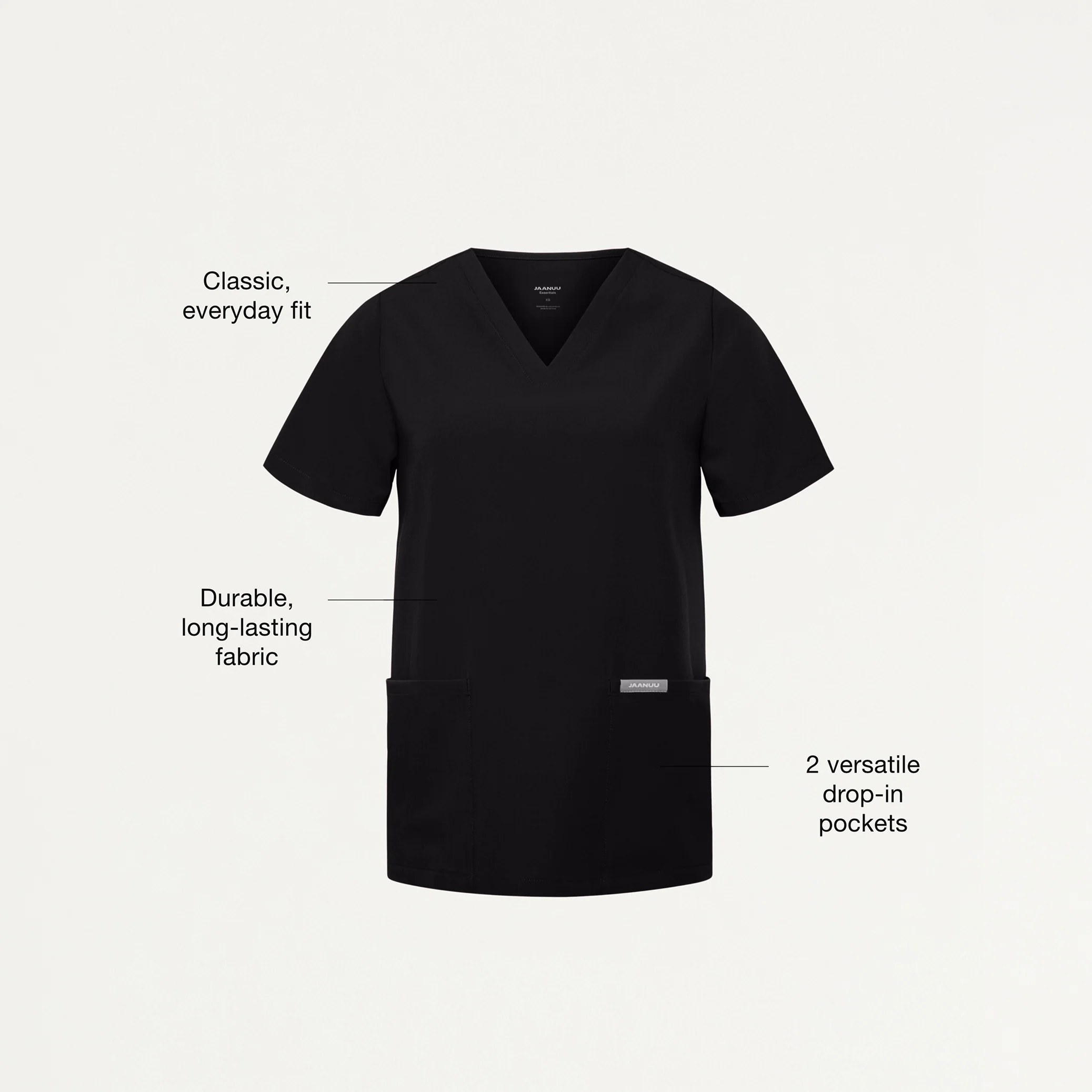 Jaanuu UltraLAST™ Essential Performance Women's 6-Pocket Scrub Set - Black - Image 3