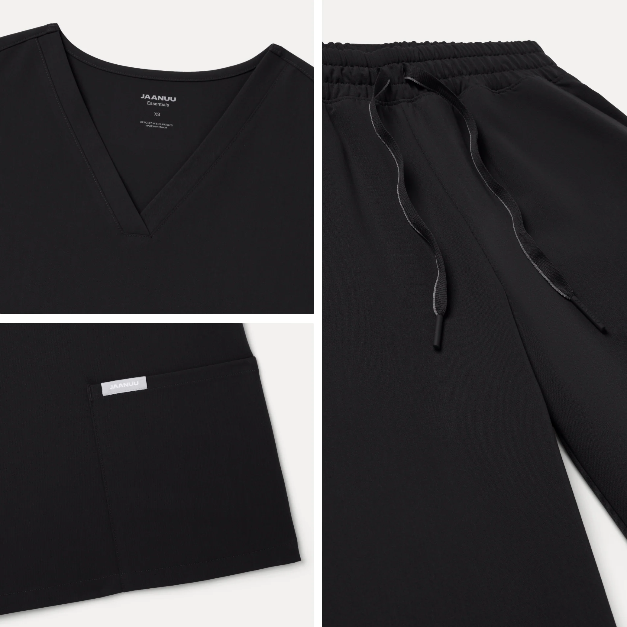 Jaanuu UltraLAST™ Essential Performance Women's 6-Pocket Scrub Set - Black - Image 6