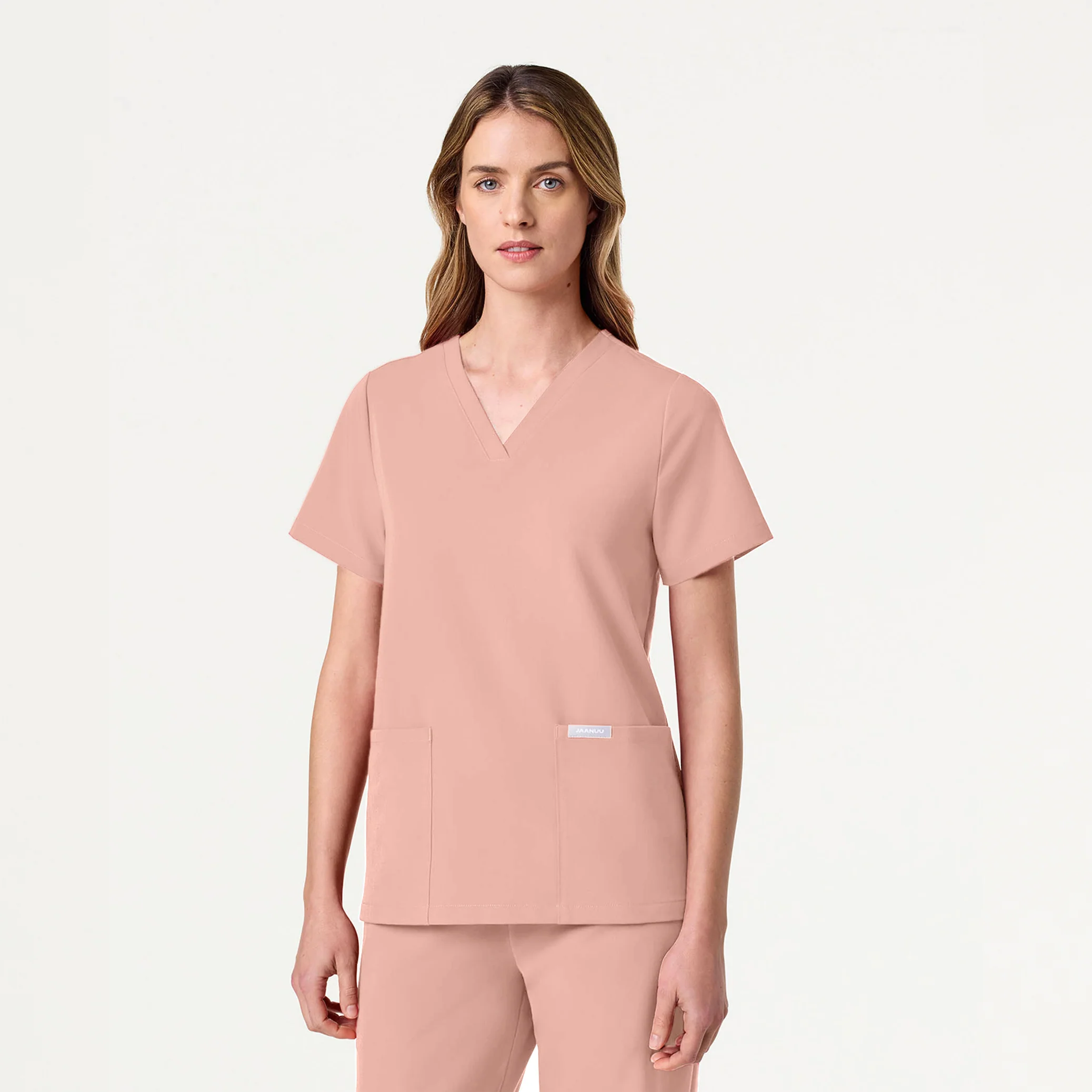 Jaanuu UltraLAST™ Essential Performance Women's 6-Pocket Scrub Set - Blushing Pink - Image 2