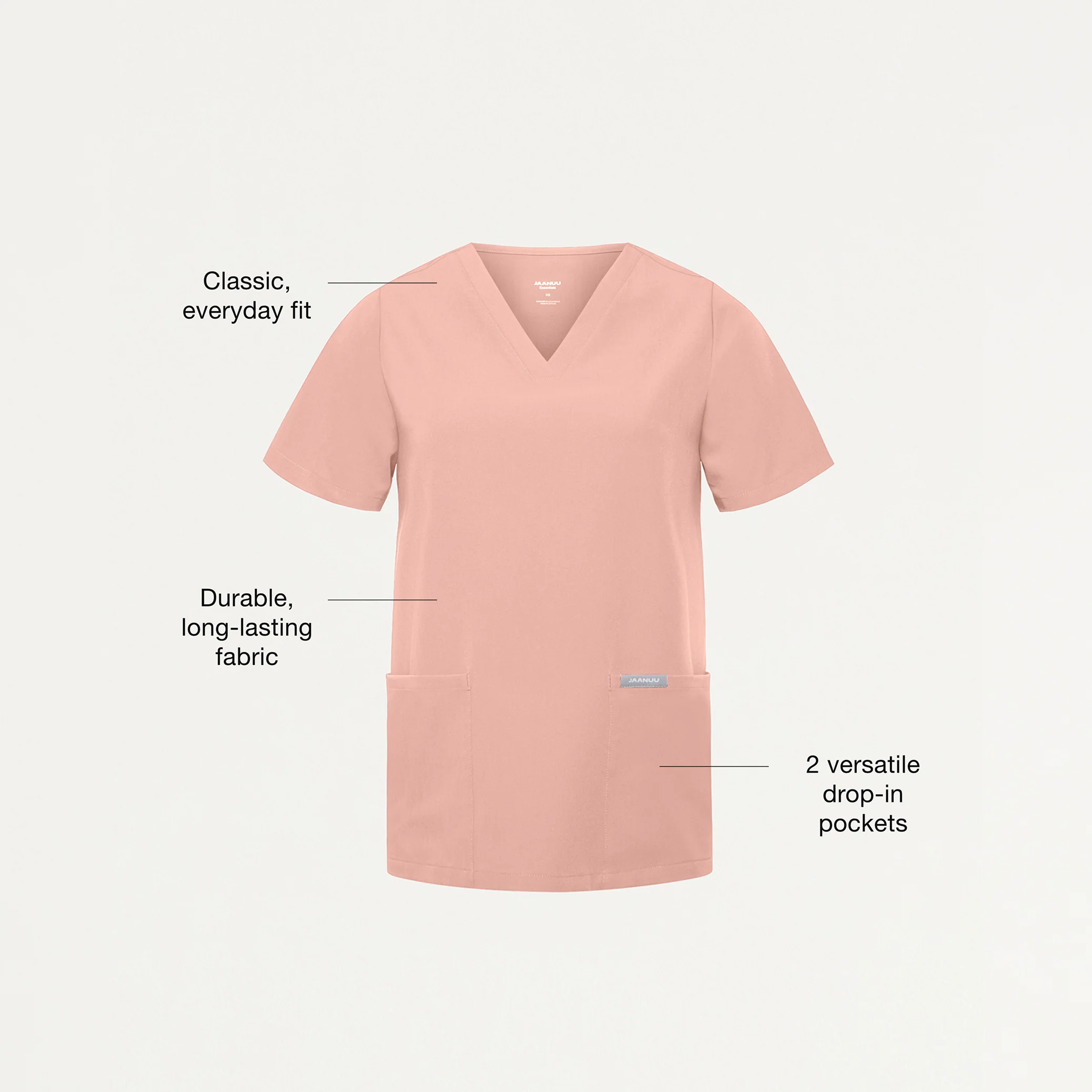 Jaanuu UltraLAST™ Essential Performance Women's 6-Pocket Scrub Set - Blushing Pink - Image 3
