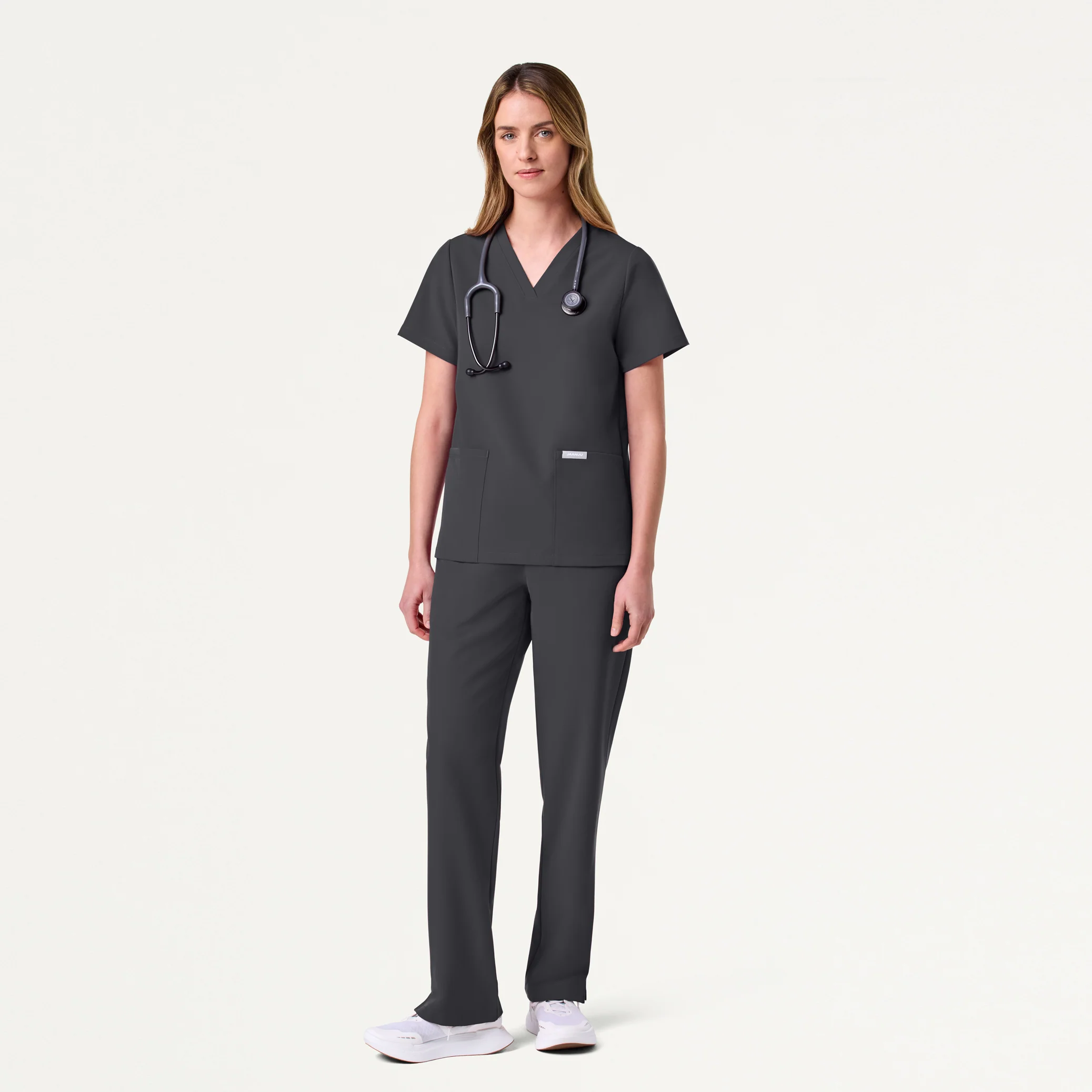Jaanuu UltraLAST™ Essential Performance Women's 6-Pocket Scrub Set - Pewter