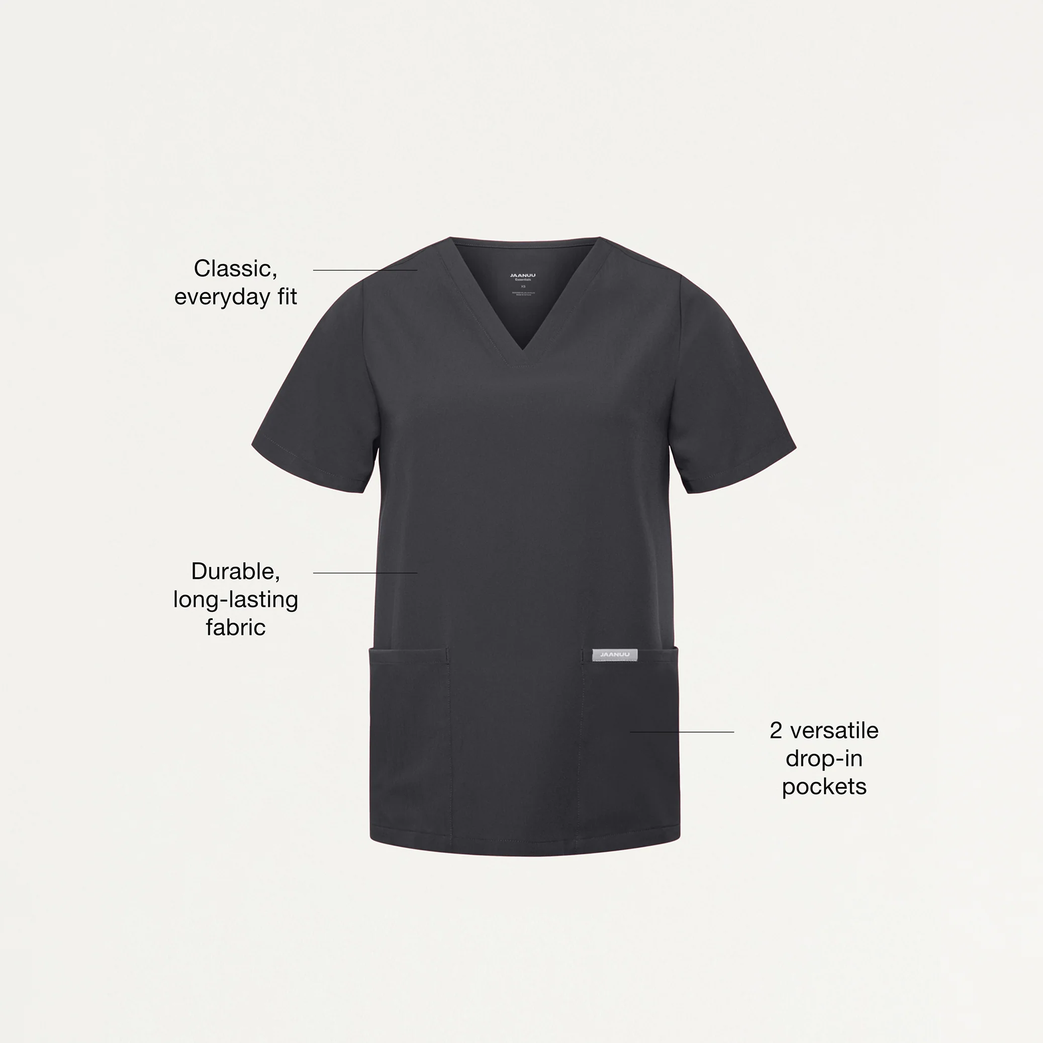 Jaanuu UltraLAST™ Essential Performance Women's 6-Pocket Scrub Set - Pewter - Image 3