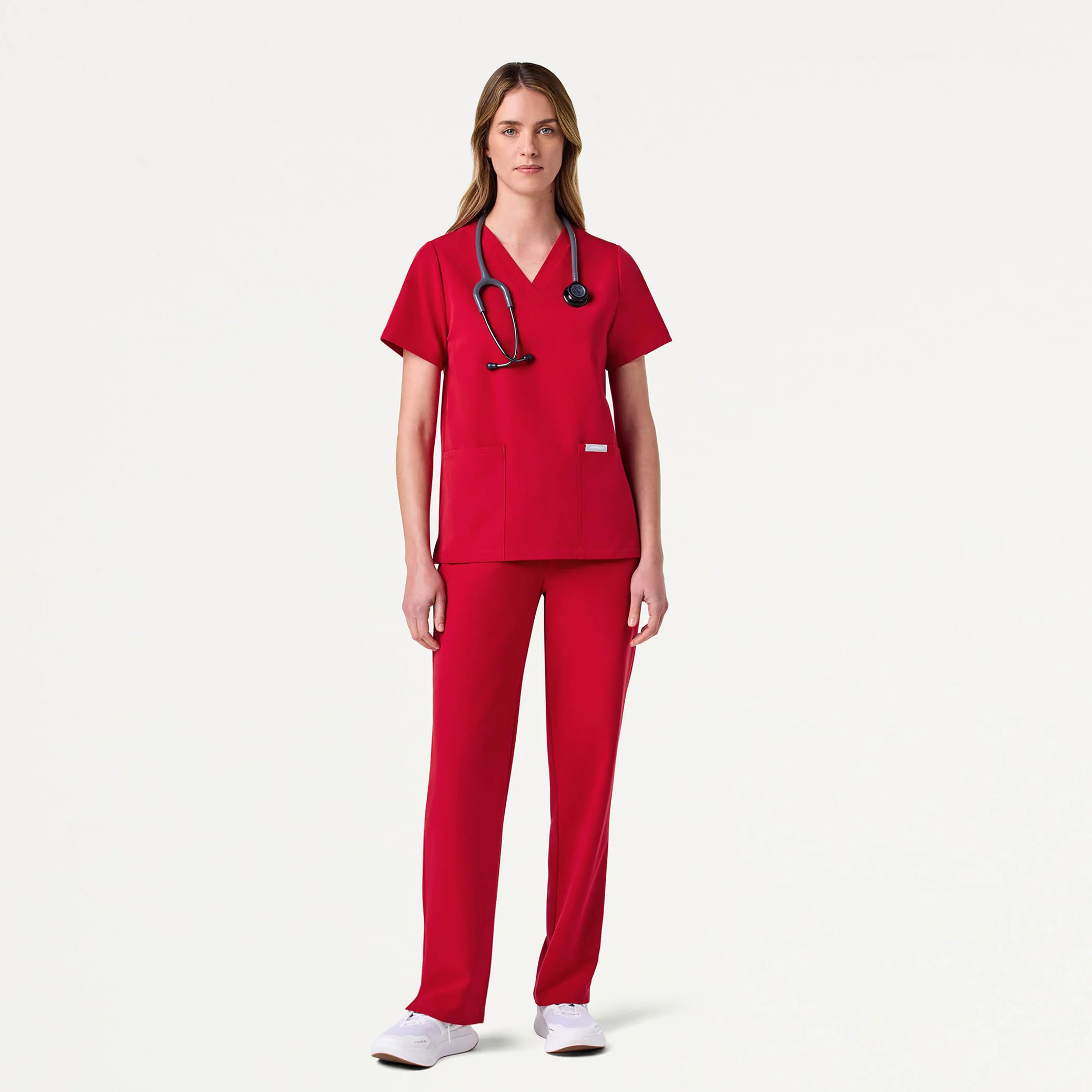 Jaanuu UltraLAST™ Essential Performance Women's 6-Pocket Scrub Set - Red