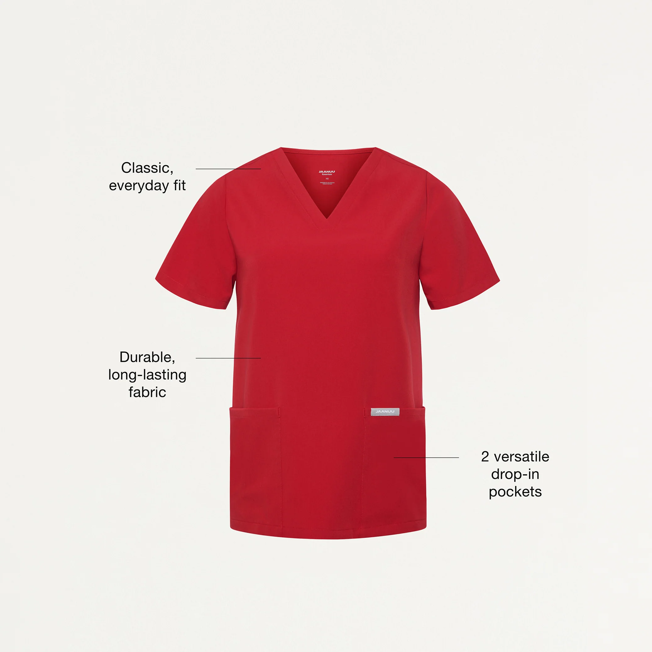 Jaanuu UltraLAST™ Essential Performance Women's 6-Pocket Scrub Set - Red - Image 3