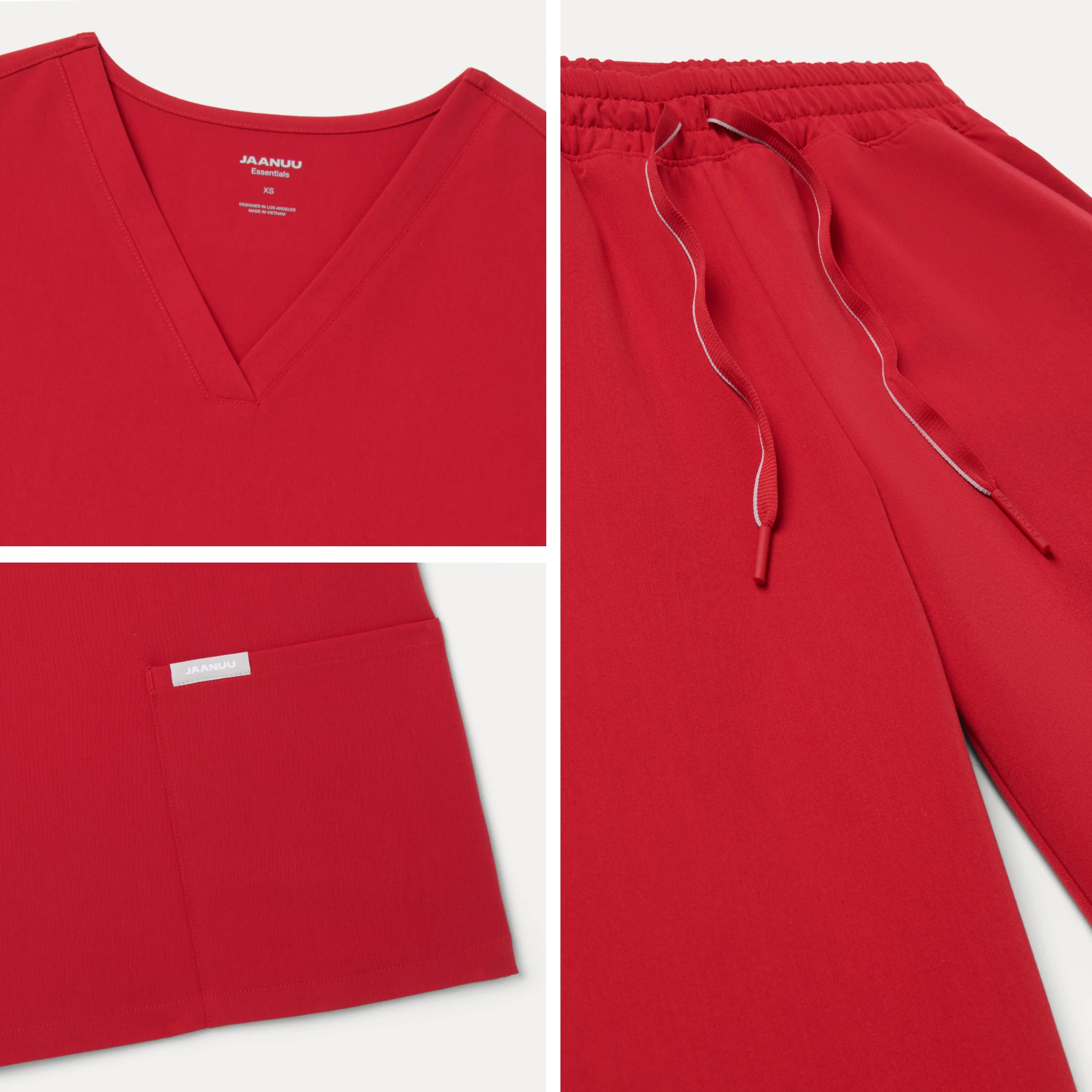 Jaanuu UltraLAST™ Essential Performance Women's 6-Pocket Scrub Set - Red - Image 6