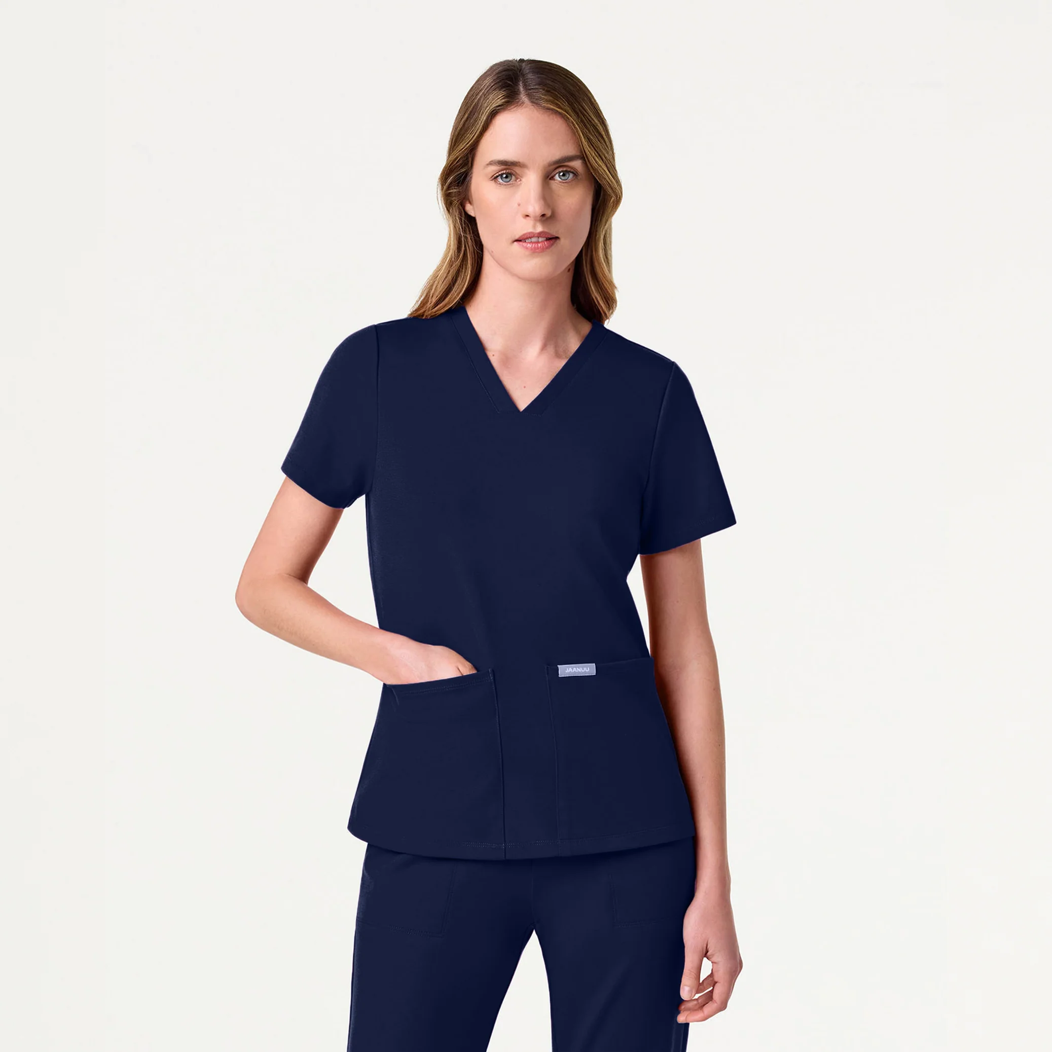Jaanuu UltraSOFT™ Essential Comfort Women's 6-Pocket Scrub Set - Deep Navy - Image 2