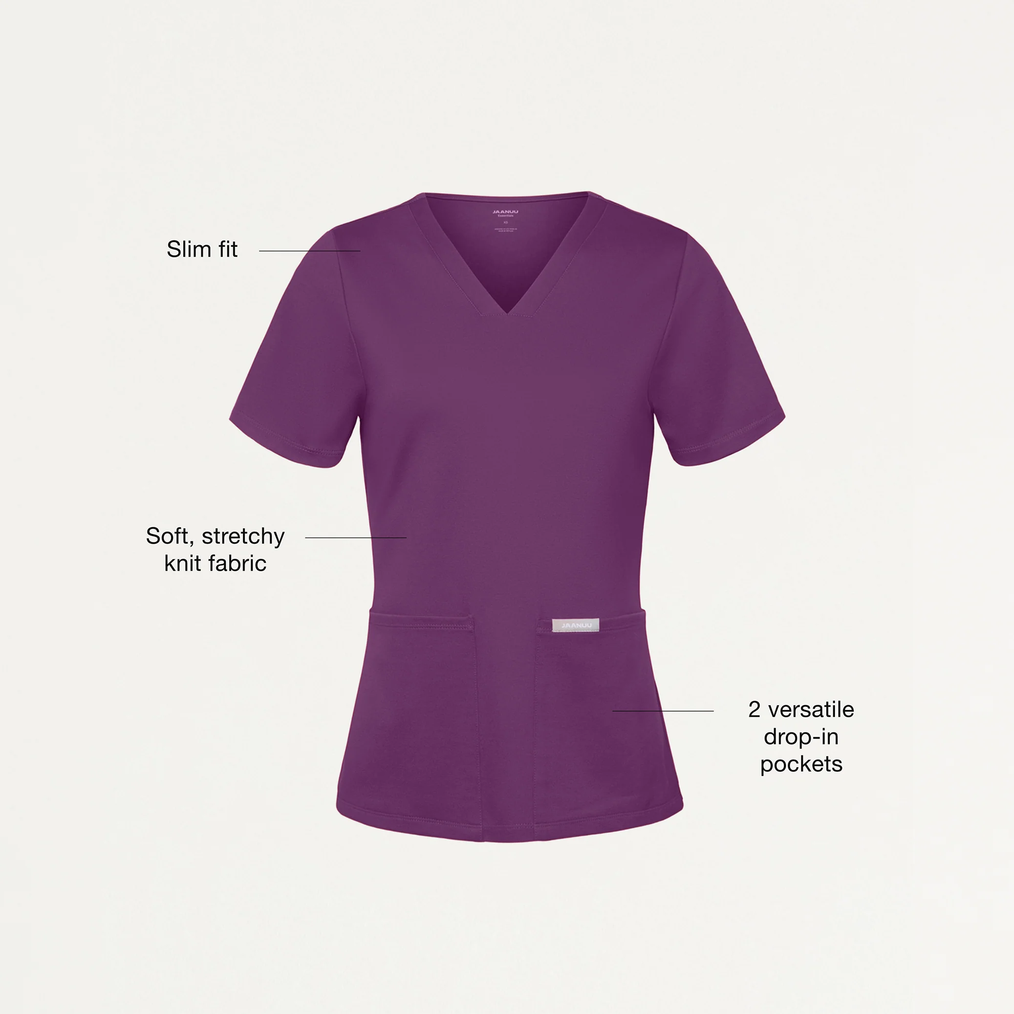 Jaanuu UltraSOFT™ Essential Comfort Women's 6-Pocket Scrub Set - Eggplant - Image 3