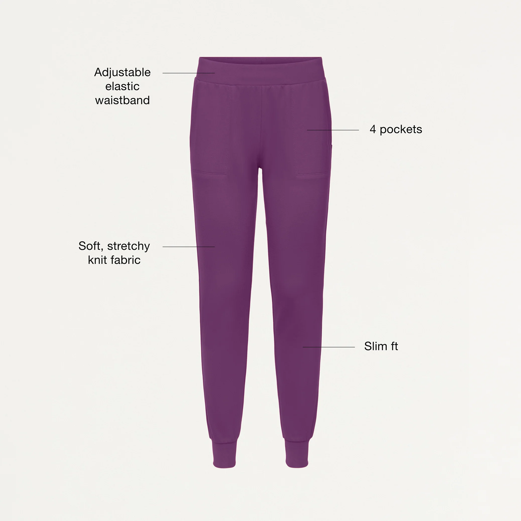 Jaanuu UltraSOFT™ Essential Comfort Women's 6-Pocket Scrub Set - Eggplant - Image 5