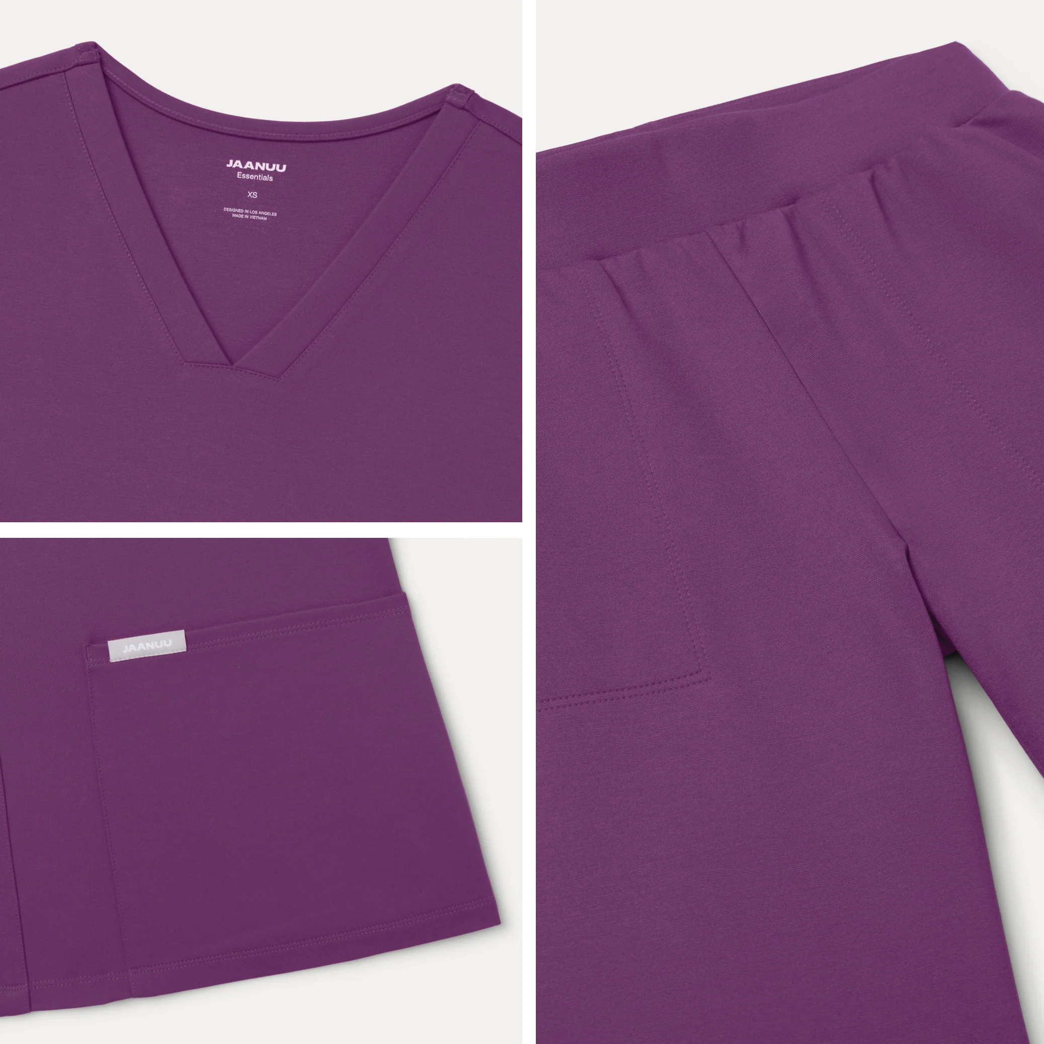 Jaanuu UltraSOFT™ Essential Comfort Women's 6-Pocket Scrub Set - Eggplant - Image 6