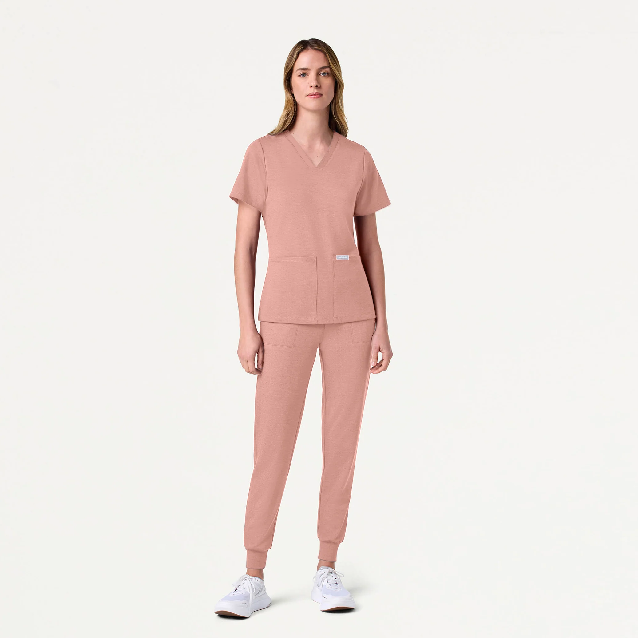 Jaanuu UltraSOFT™ Essential Comfort Women's 6-Pocket Scrub Set - Heather Blushing Pink