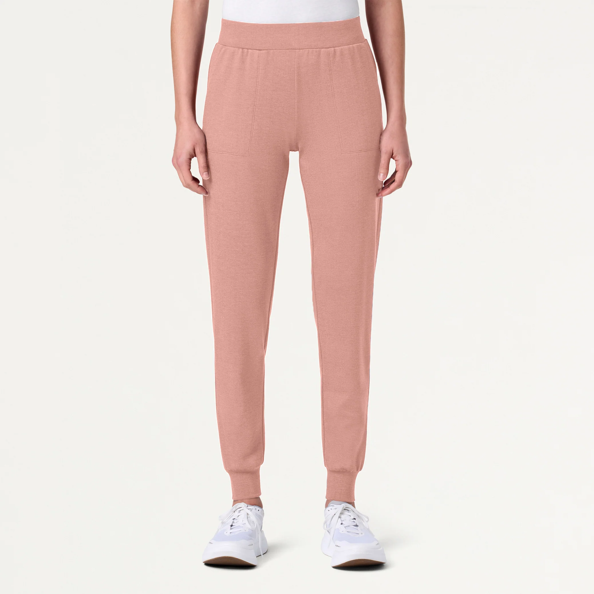 Jaanuu UltraSOFT™ Essential Comfort Women's 6-Pocket Scrub Set - Heather Blushing Pink - Image 4