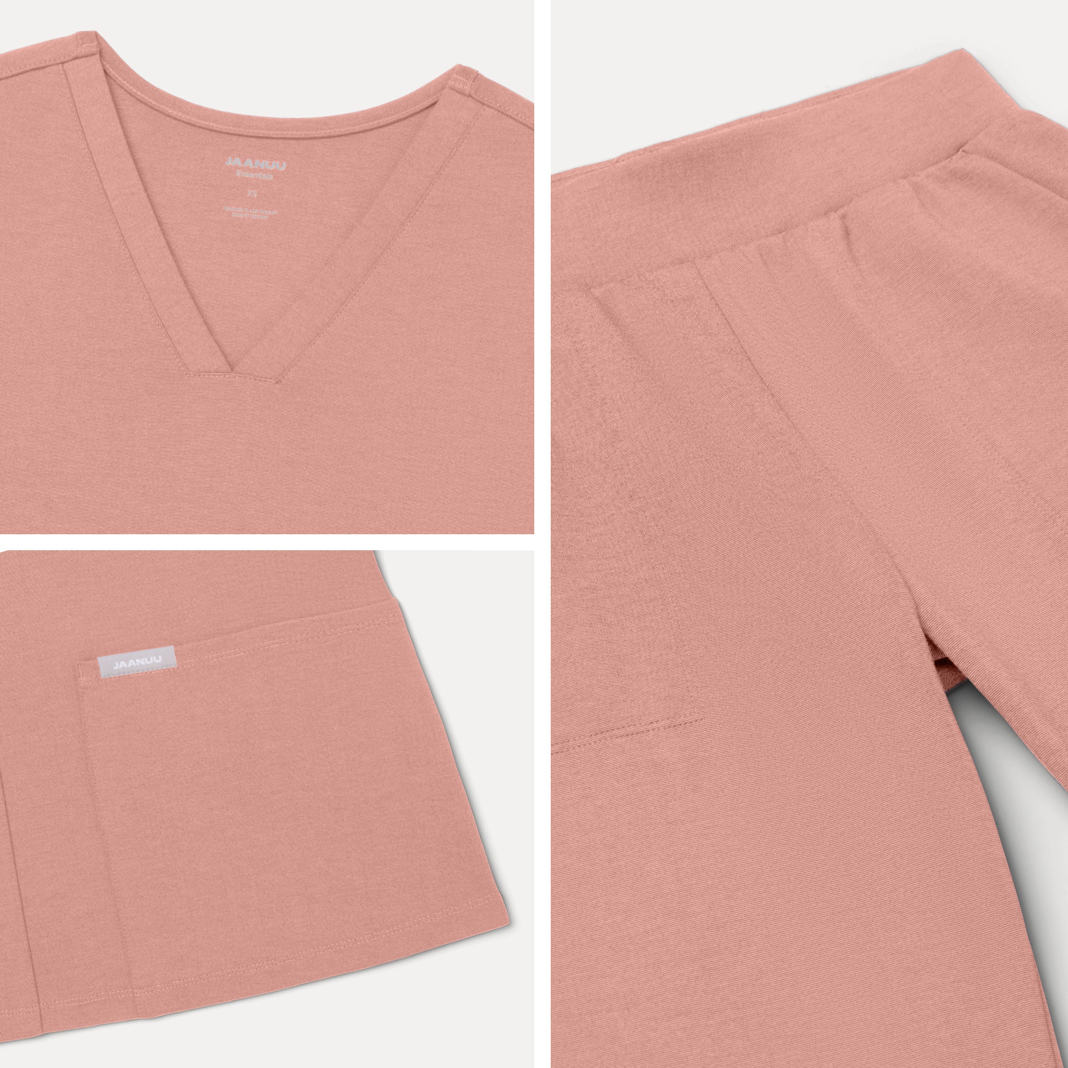 Jaanuu UltraSOFT™ Essential Comfort Women's 6-Pocket Scrub Set - Heather Blushing Pink - Image 6
